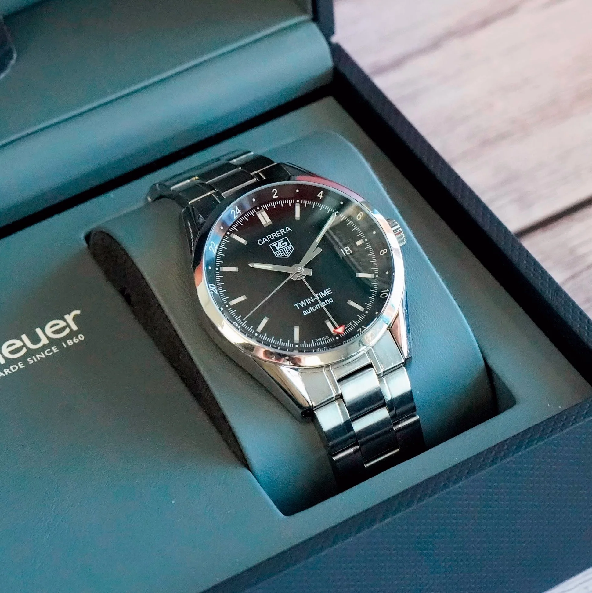 Tag Heuer Carrera Twin-Time Automatic Watch WV2115-0 GMT Date 39mm ALL S.S. Box & Papers - Image 8