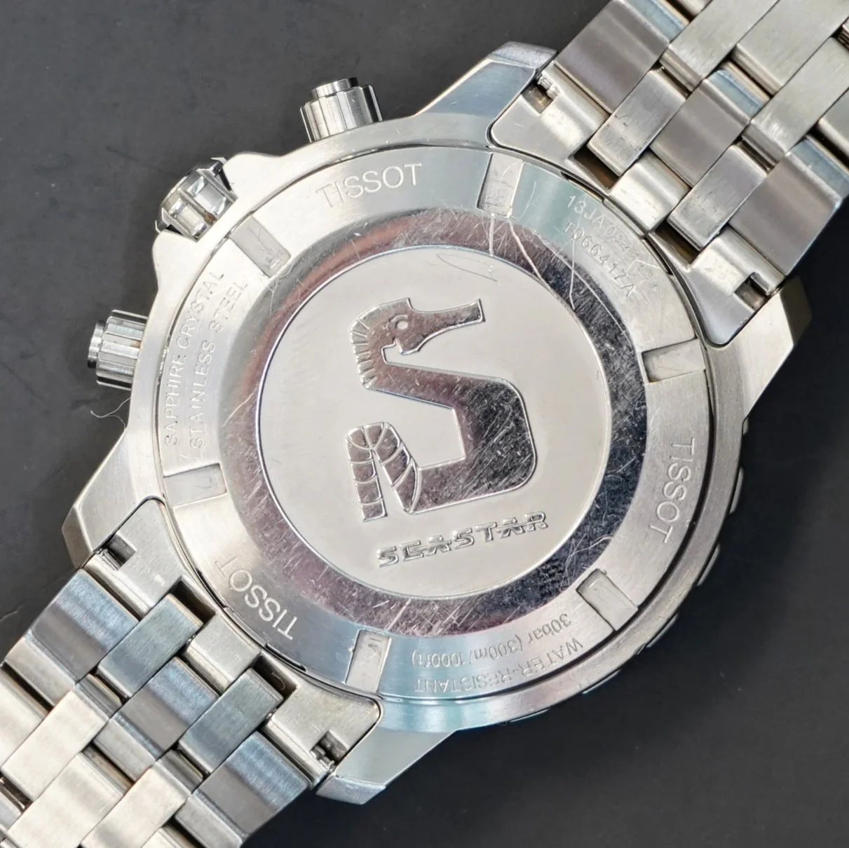 TISSOT Seastar Chronograph Watch Blue Dial & Bezel ALL S.S. T066417A Quartz Wristwatch - Image 11