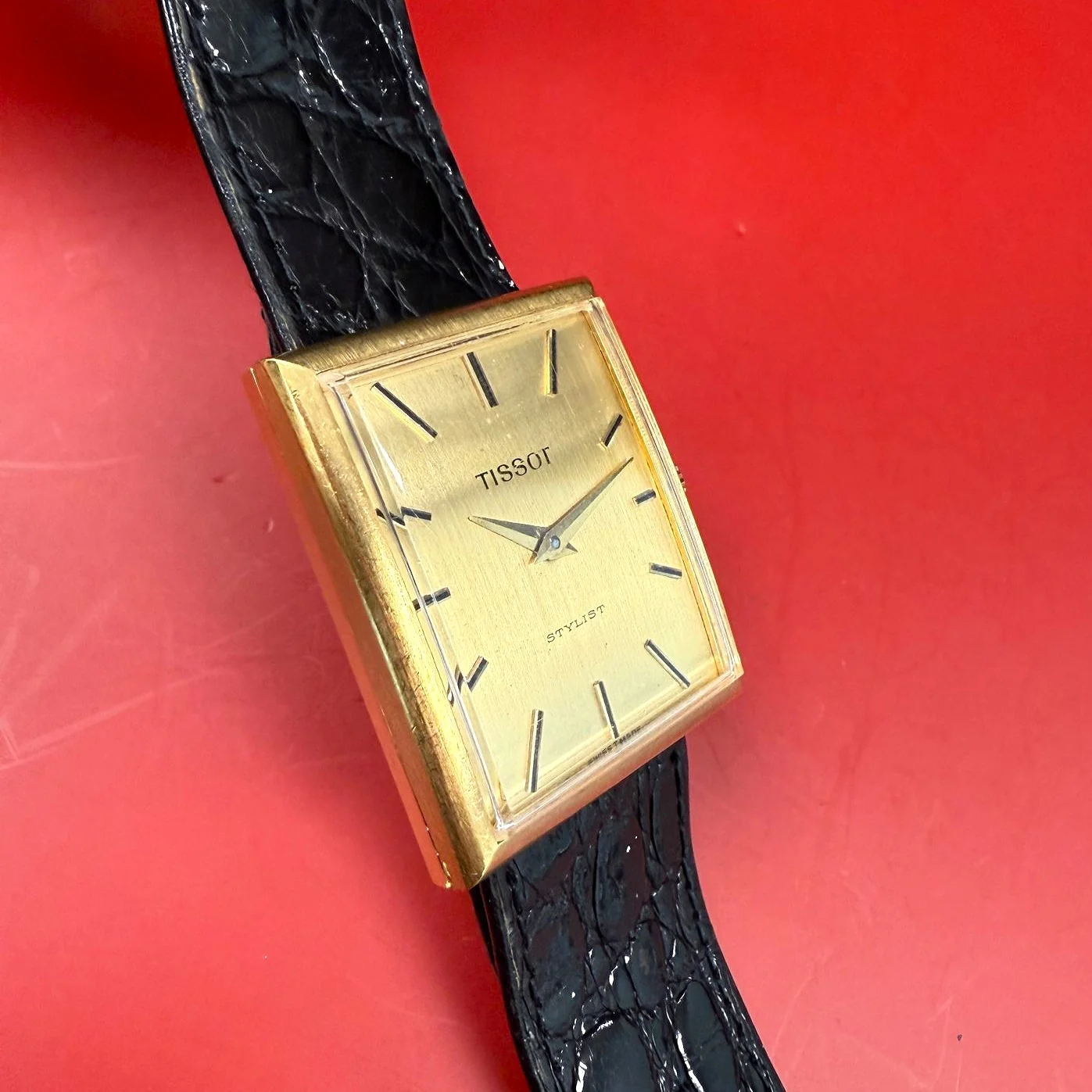 1972 Tissot Stylist Dress Watch Jumbo Tank Case Swiss Wristwatch - Original Strap - Image 11