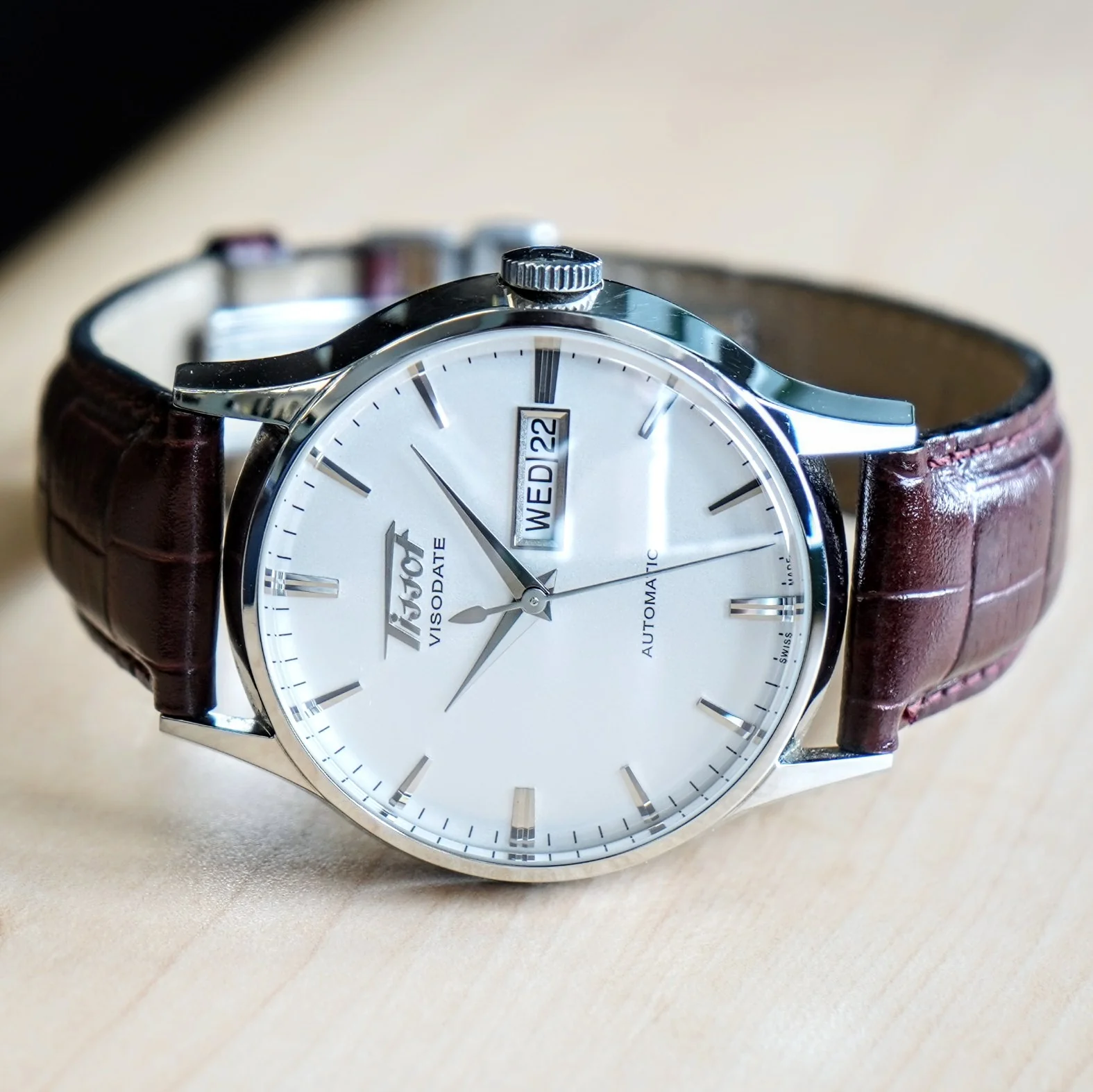 TISSOT Visodate Automatic Watch T019.430 Day/Date 25 Jewels S.S. Wristwatch - Original Tissot Leather Strap - Image 10