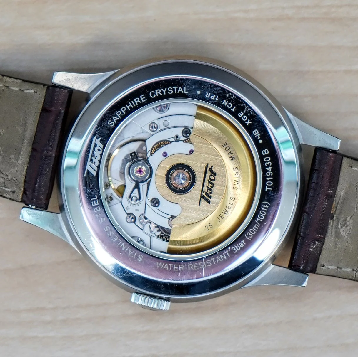 TISSOT Visodate Automatic Watch T019.430 Day/Date 25 Jewels S.S. Wristwatch - Original Tissot Leather Strap - Image 12