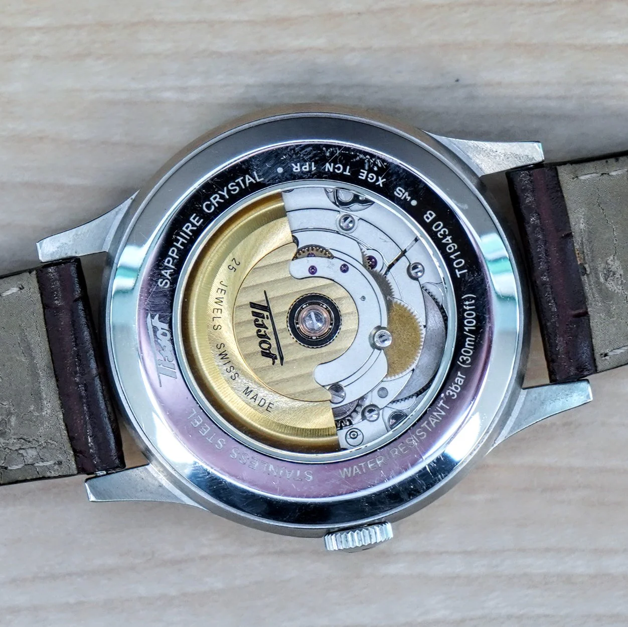 TISSOT Visodate Automatic Watch T019.430 Day/Date 25 Jewels S.S. Wristwatch - Original Tissot Leather Strap - Image 13