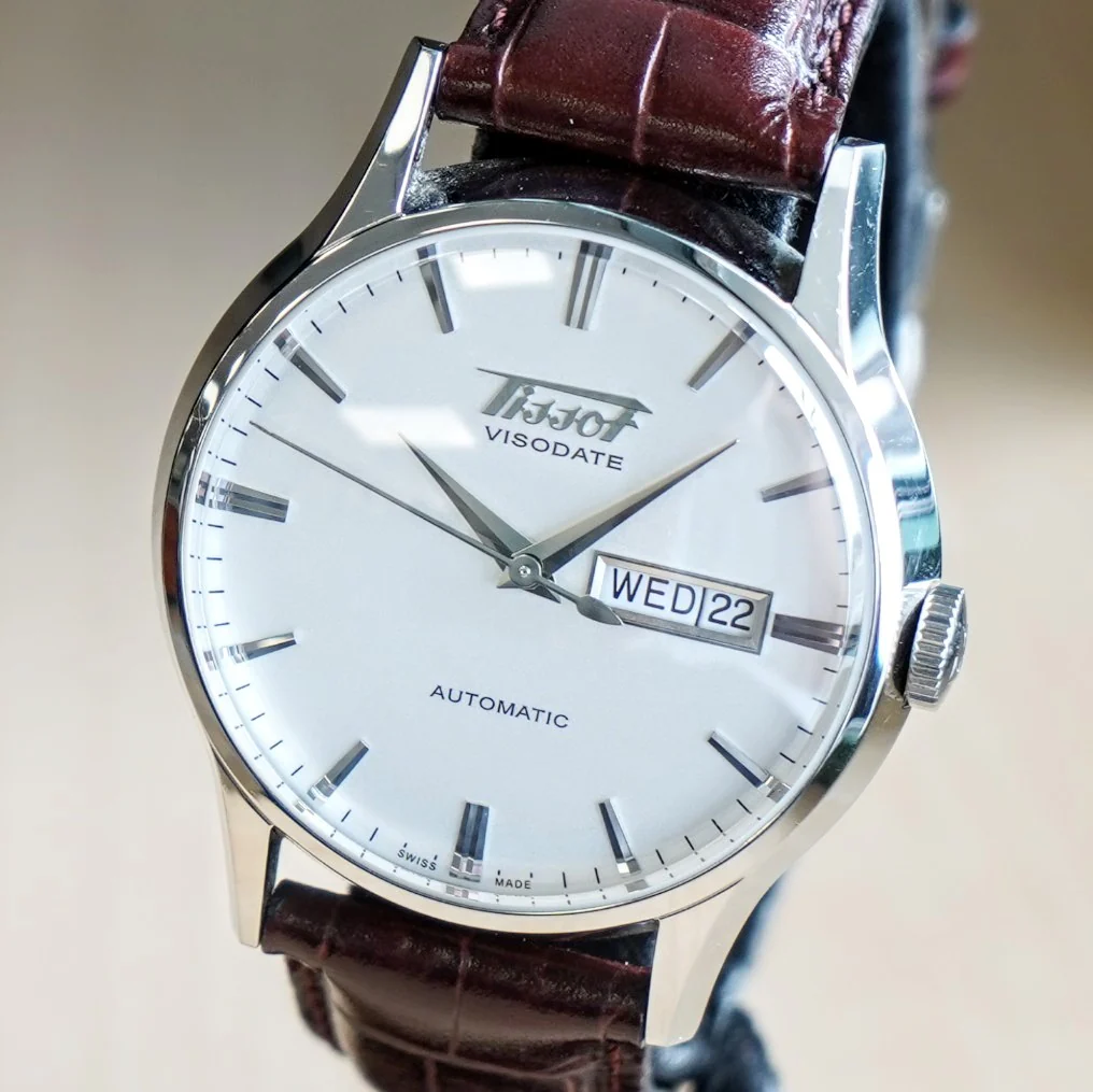 TISSOT Visodate Automatic Watch T019.430 Day/Date 25 Jewels S.S. Wristwatch - Original Tissot Leather Strap - Image 6