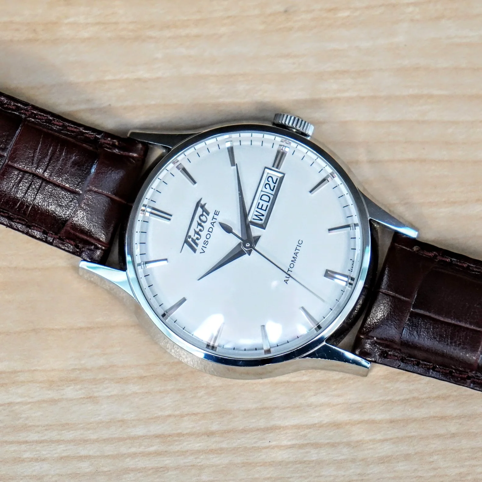 TISSOT Visodate Automatic Watch T019.430 Day/Date 25 Jewels S.S. Wristwatch - Original Tissot Leather Strap - Image 8