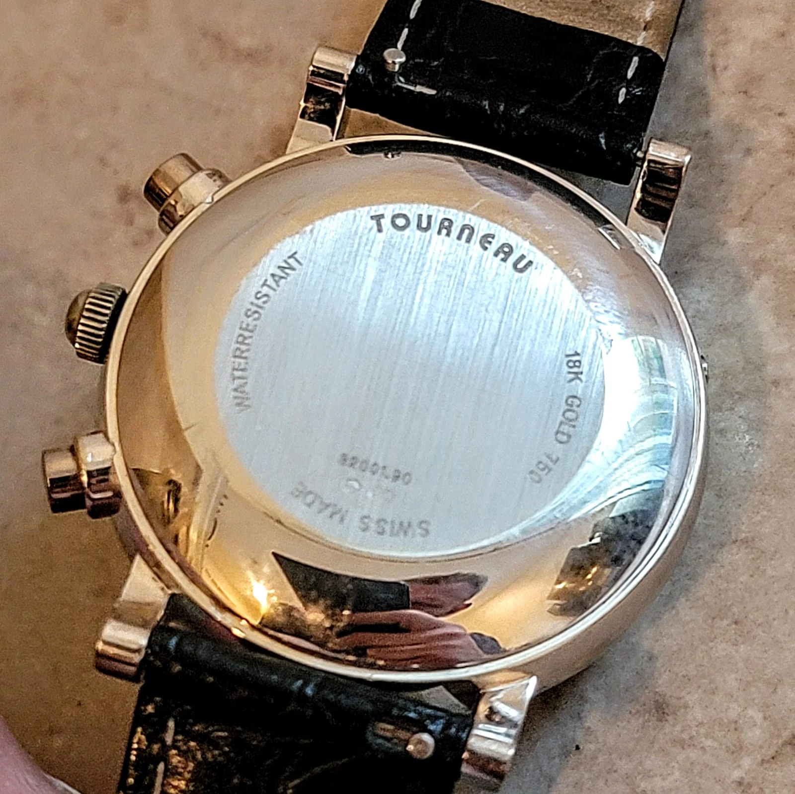 TOURNEAU Automatic Watch Day/Date Moonphase Chronograph 18K Gold Wristwatch - Image 14