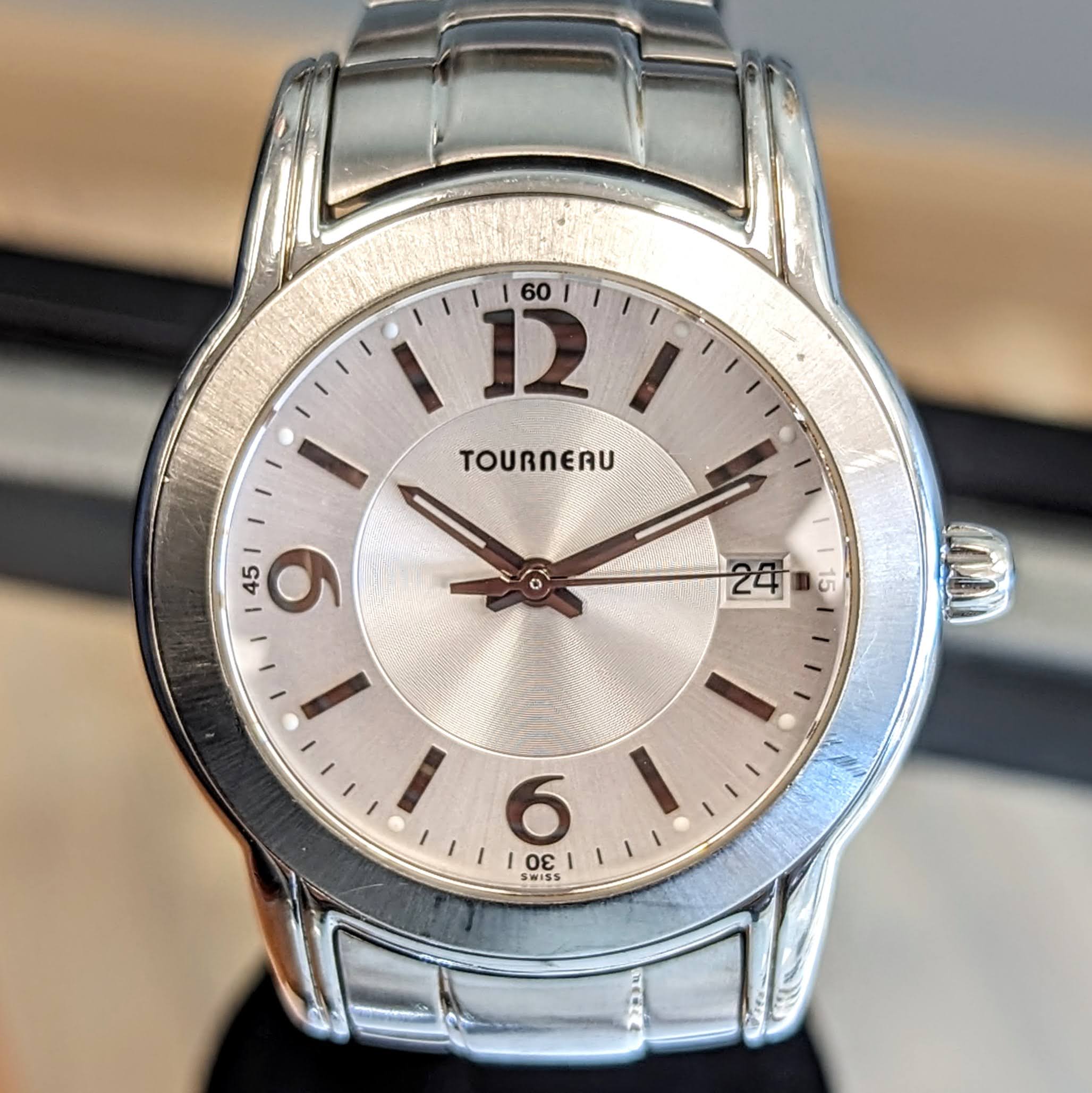 TOURNEAU Swiss Quartz Watch Date Indicator 37mm Wristwatch - All Stainless Steel - Image 2