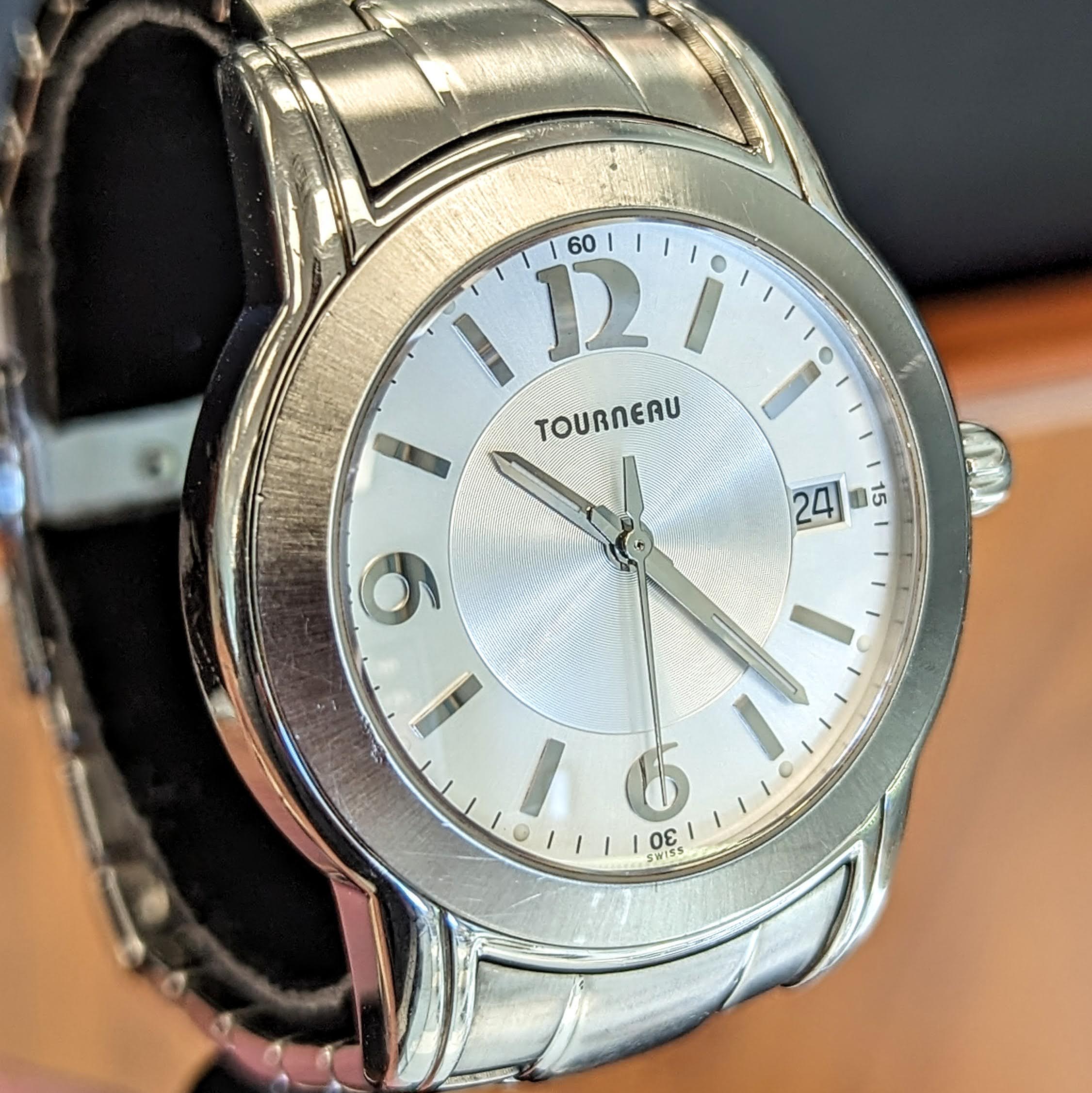 TOURNEAU Swiss Quartz Watch Date Indicator 37mm Wristwatch - All Stainless Steel - Image 6
