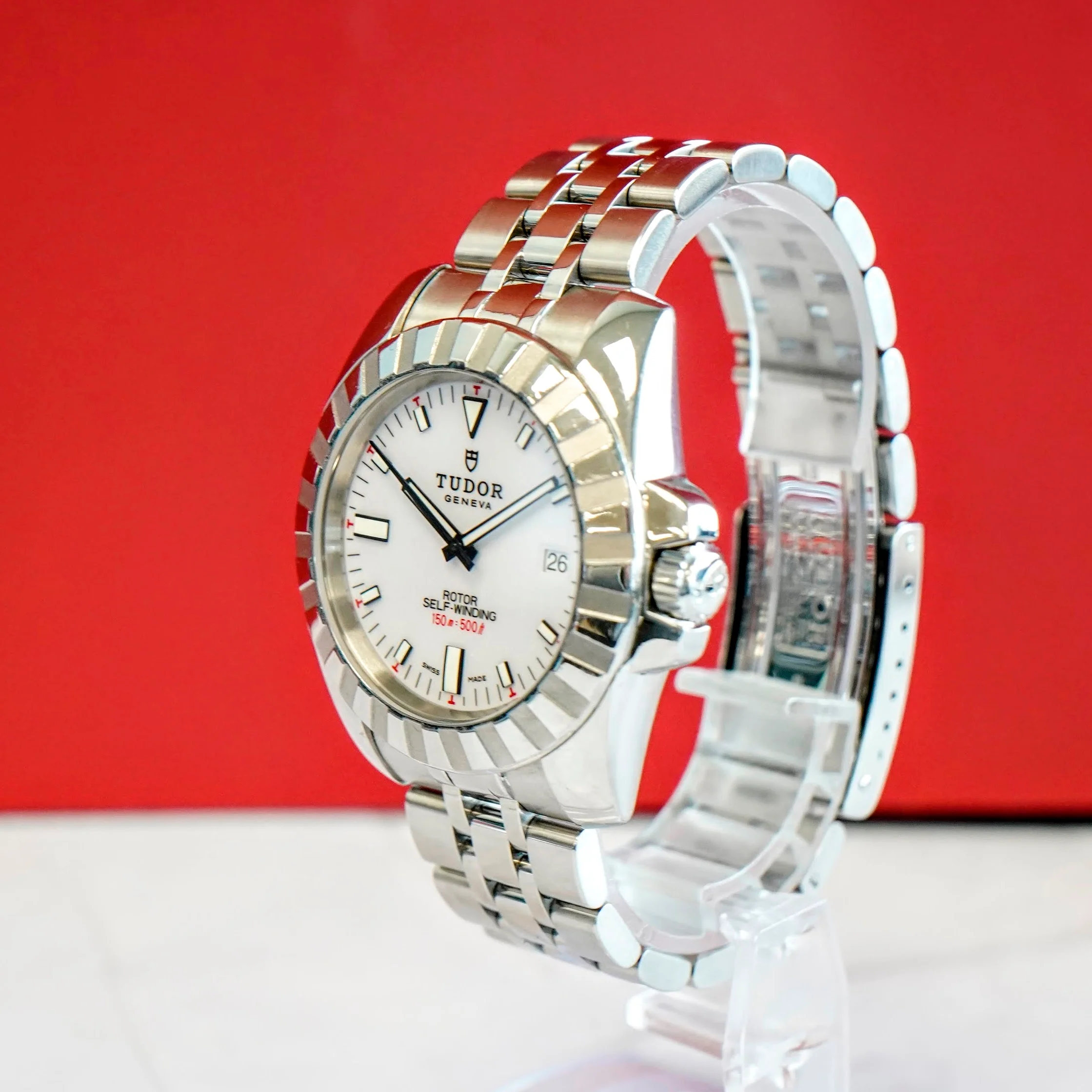 Tudor Hydronaut 20010 Automatic Watch Date 41mm ALL S.S. White Dial Wristwatch - Image 5