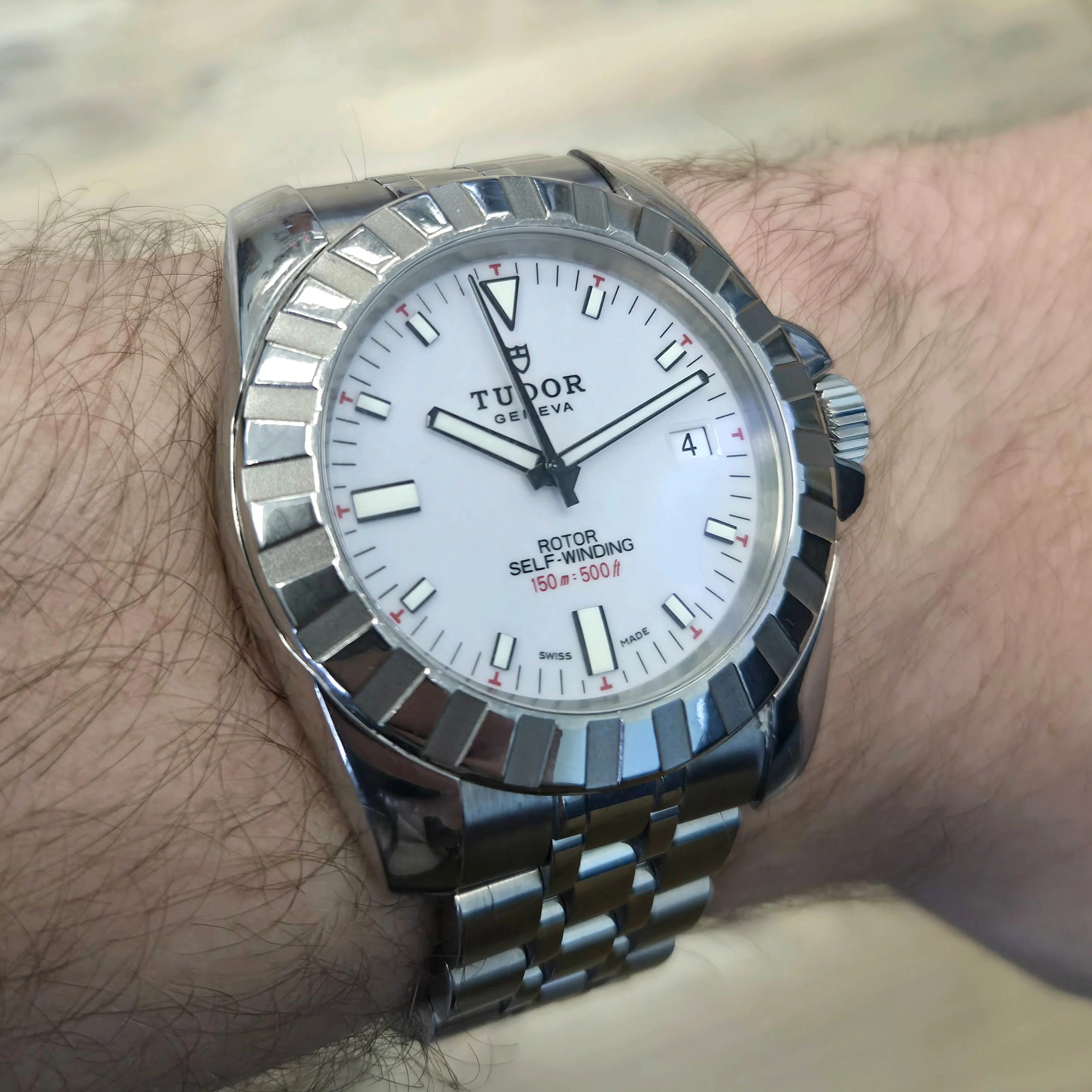 Tudor Hydronaut 20010 Automatic Watch Date 41mm ALL S.S. White Dial Wristwatch - Image 6