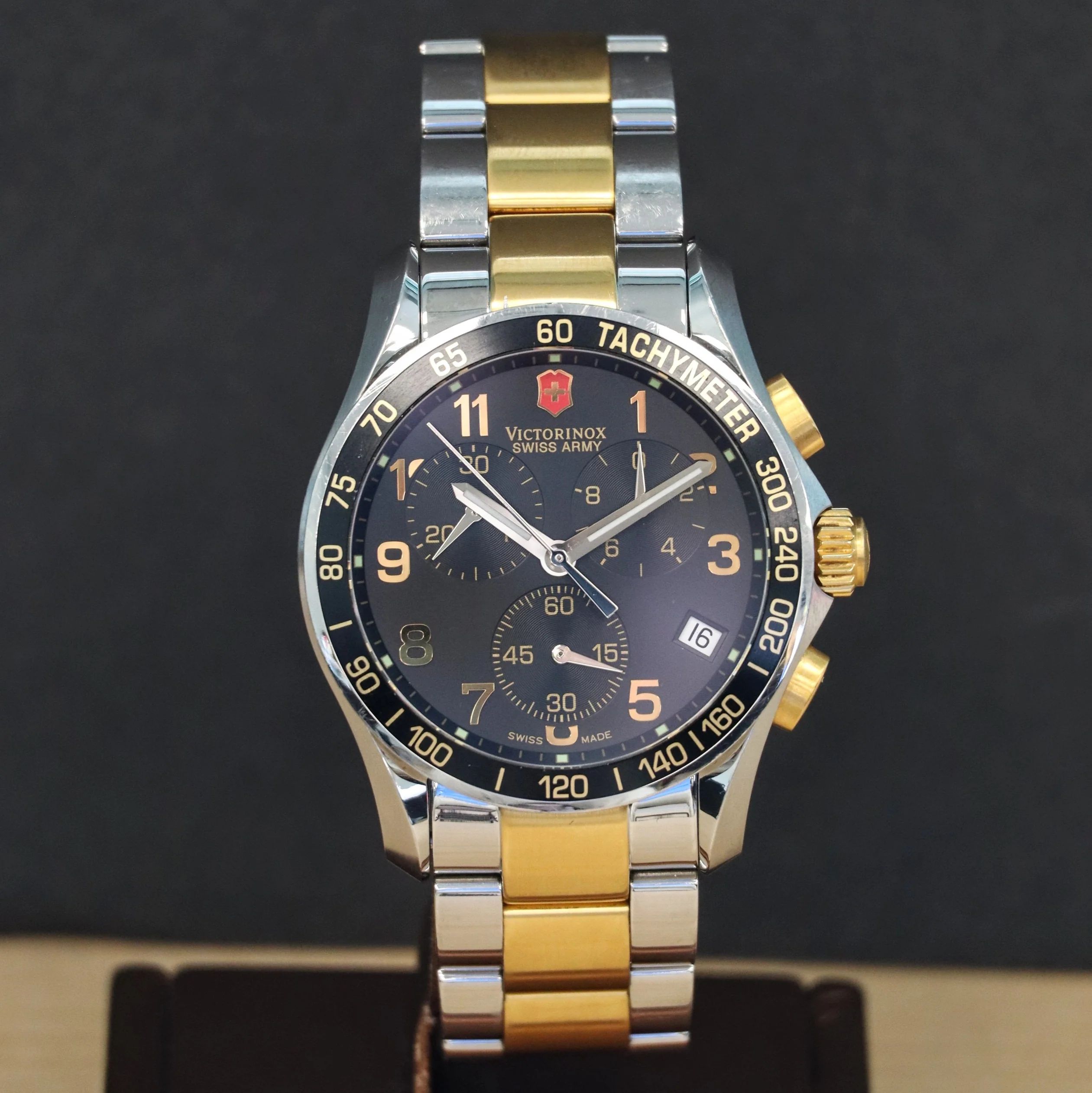 VICTORINOX FieldForce Swiss Army Chrono Classic Watch Model 241170 ALL S.S. Two Tone Wristwatch - Image 2