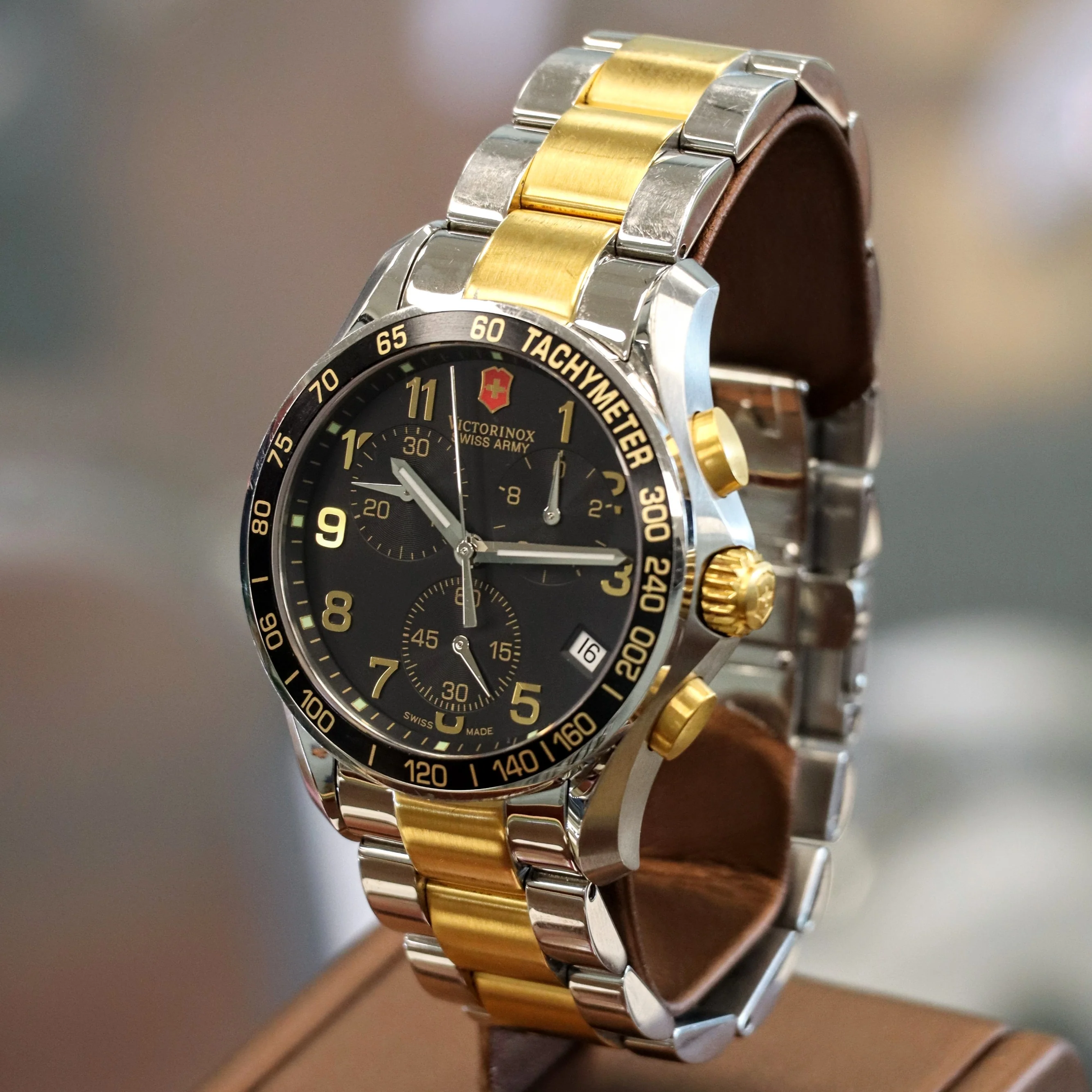 VICTORINOX FieldForce Swiss Army Chrono Classic Watch Model 241170 ALL S.S. Two Tone Wristwatch - Image 6