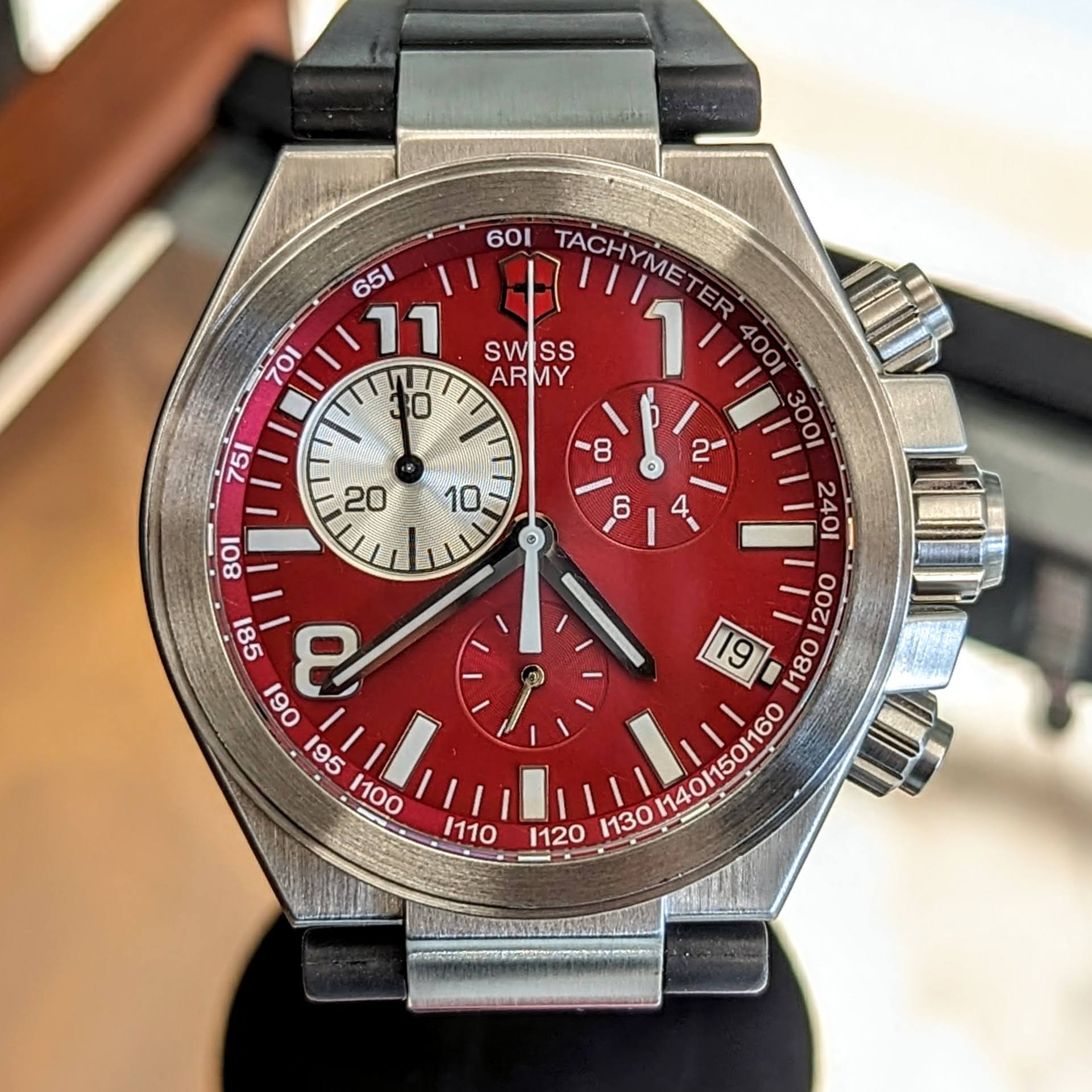 VICTORINOX Swiss Army Convoy Chronograph Watch Ref. 241159 Red Dial Stainless Steel Wristwatch - Image 2