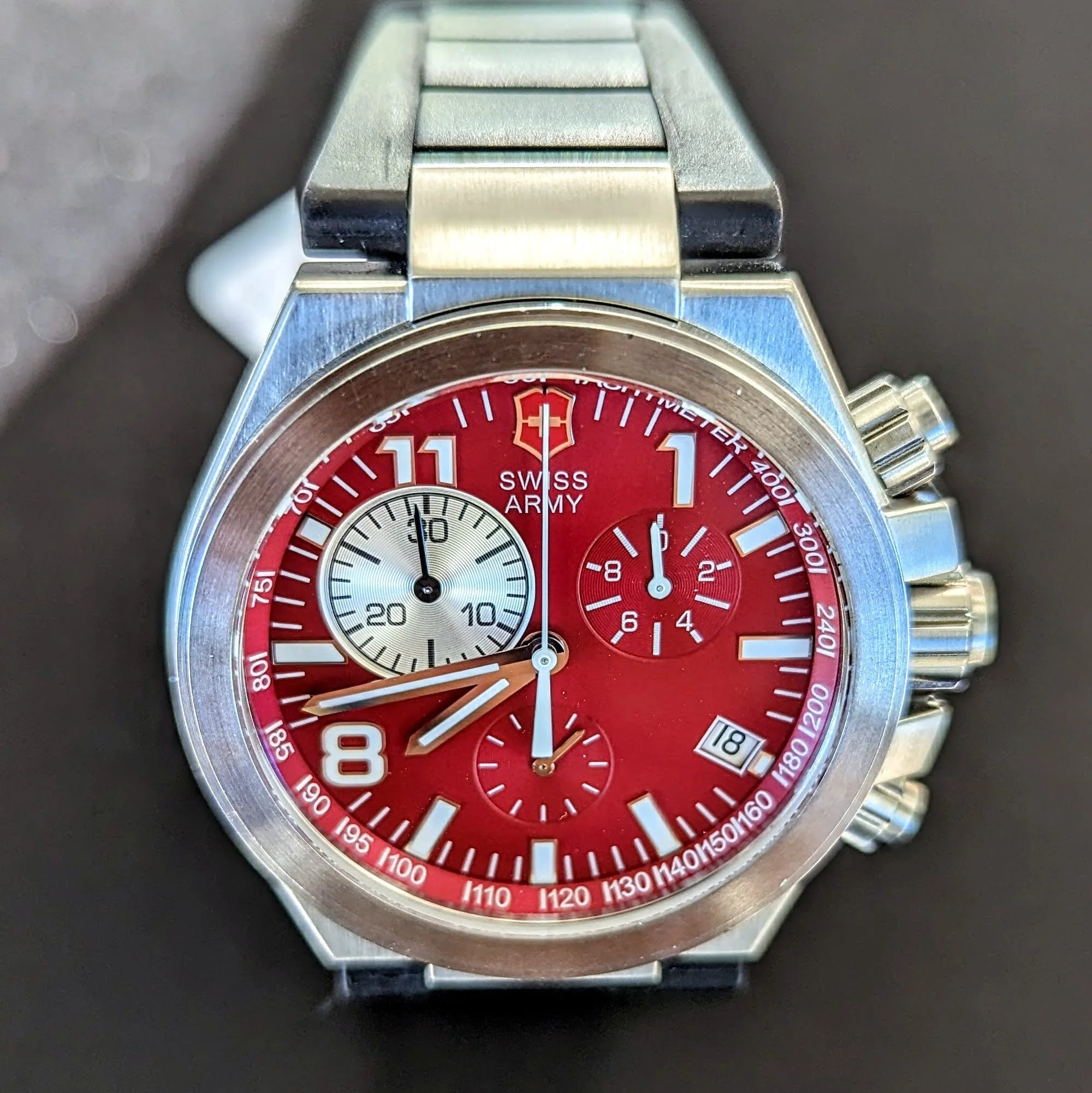 VICTORINOX Swiss Army Convoy Chronograph Watch Ref. 241159 Red Dial Stainless Steel Wristwatch - Image 3