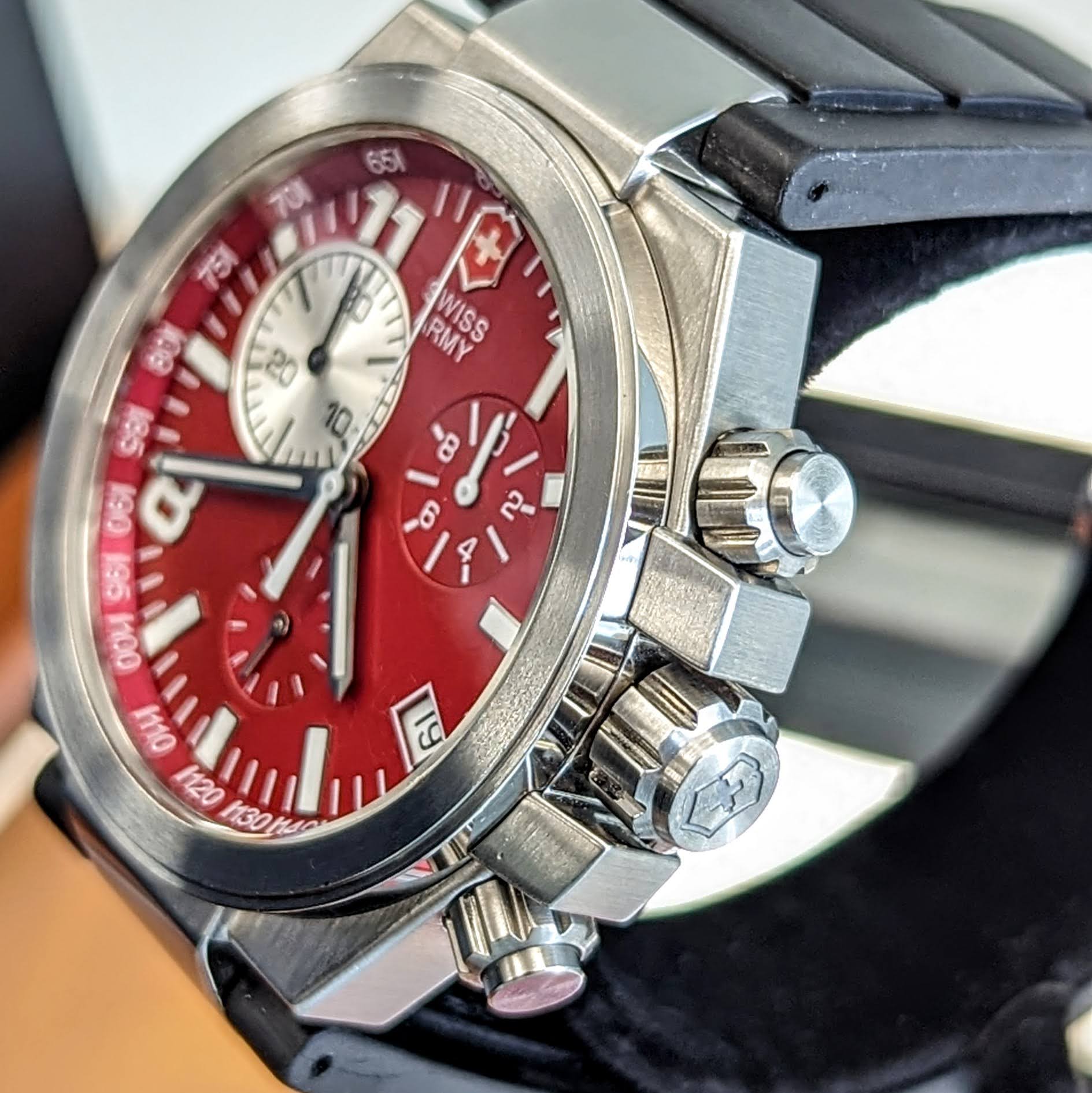 VICTORINOX Swiss Army Convoy Chronograph Watch Ref. 241159 Red Dial Stainless Steel Wristwatch - Image 5