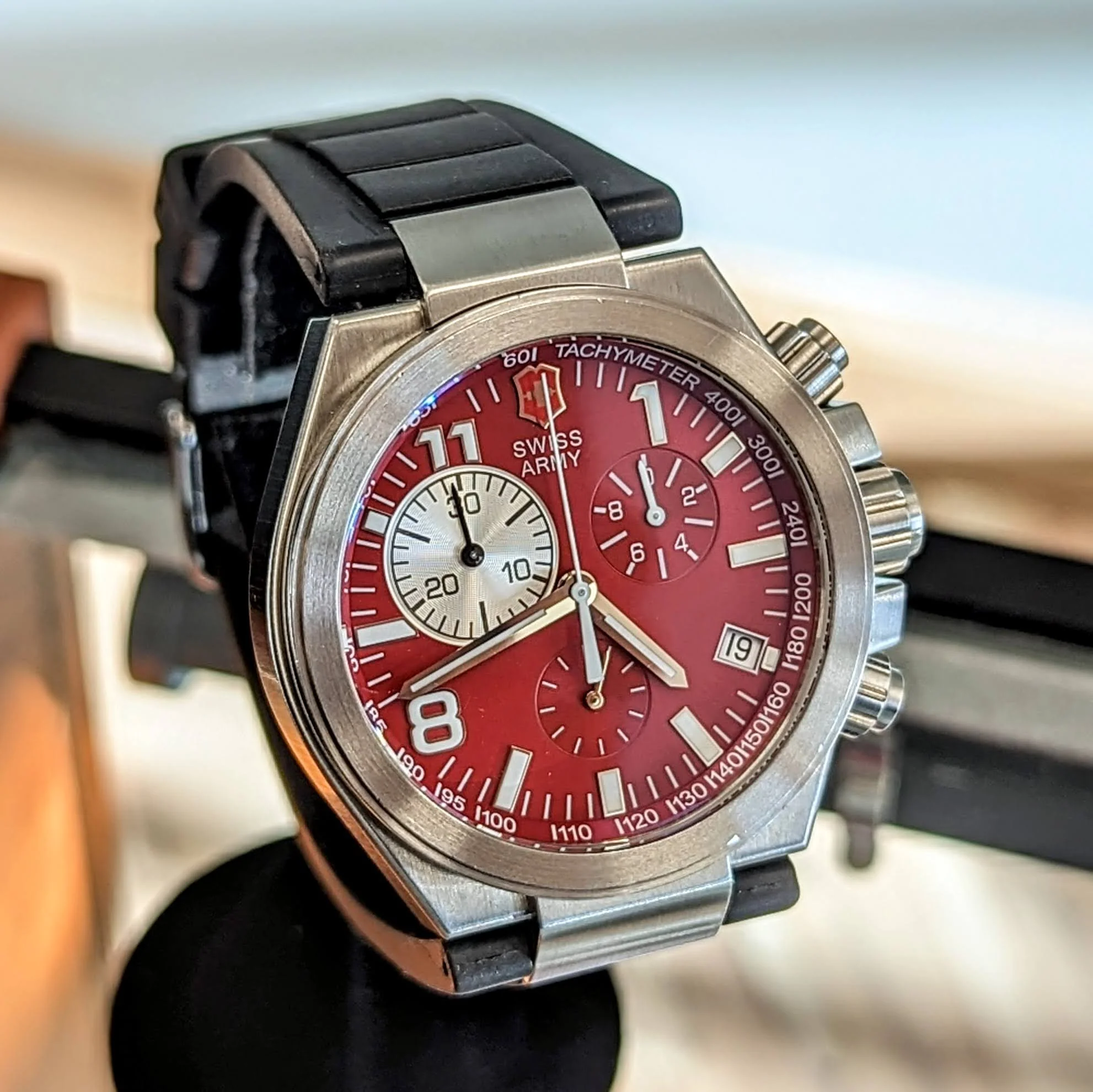 VICTORINOX Swiss Army Convoy Chronograph Watch Ref. 241159 Red Dial Stainless Steel Wristwatch - Image 6