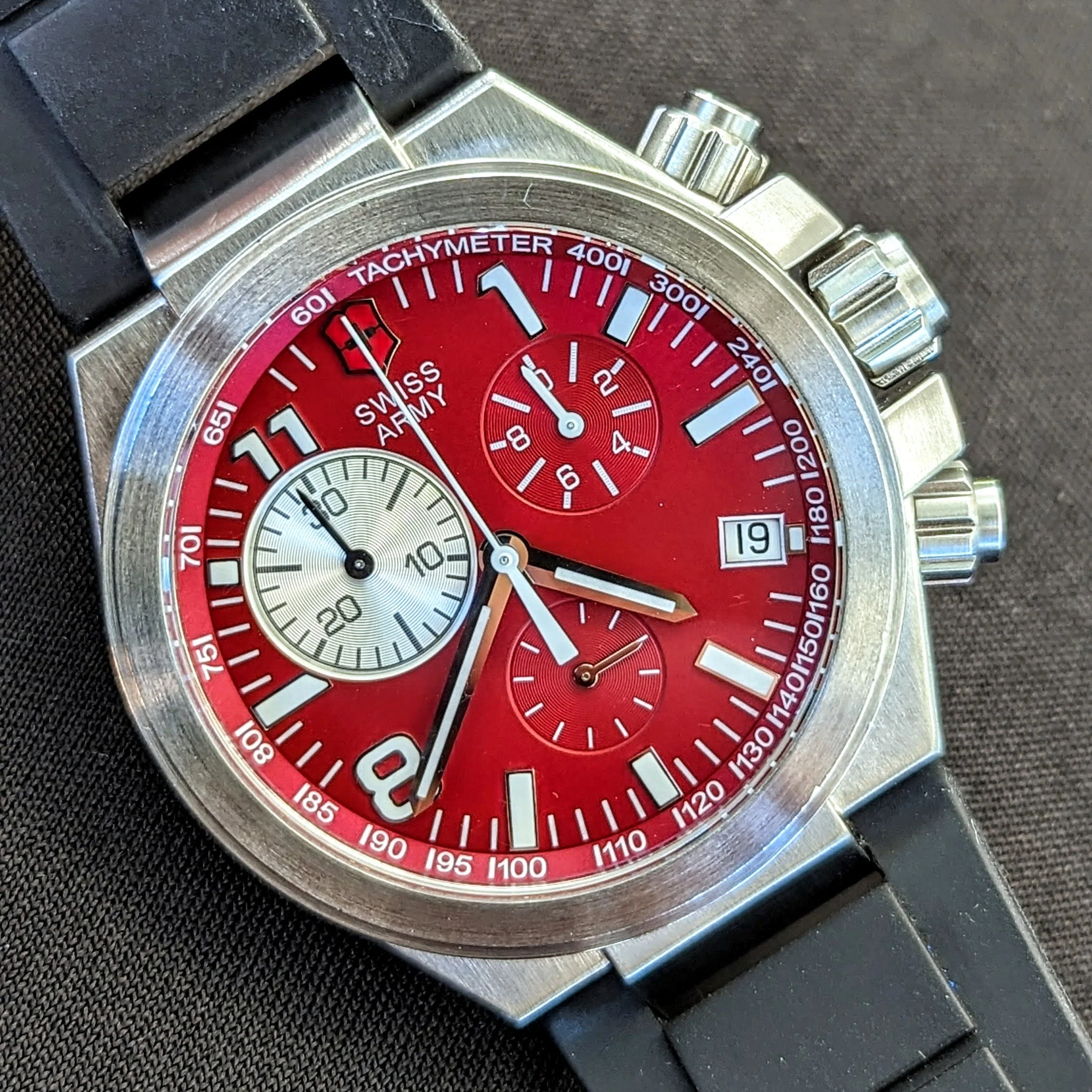 VICTORINOX Swiss Army Convoy Chronograph Watch Ref. 241159 Red Dial Stainless Steel Wristwatch - Image 7