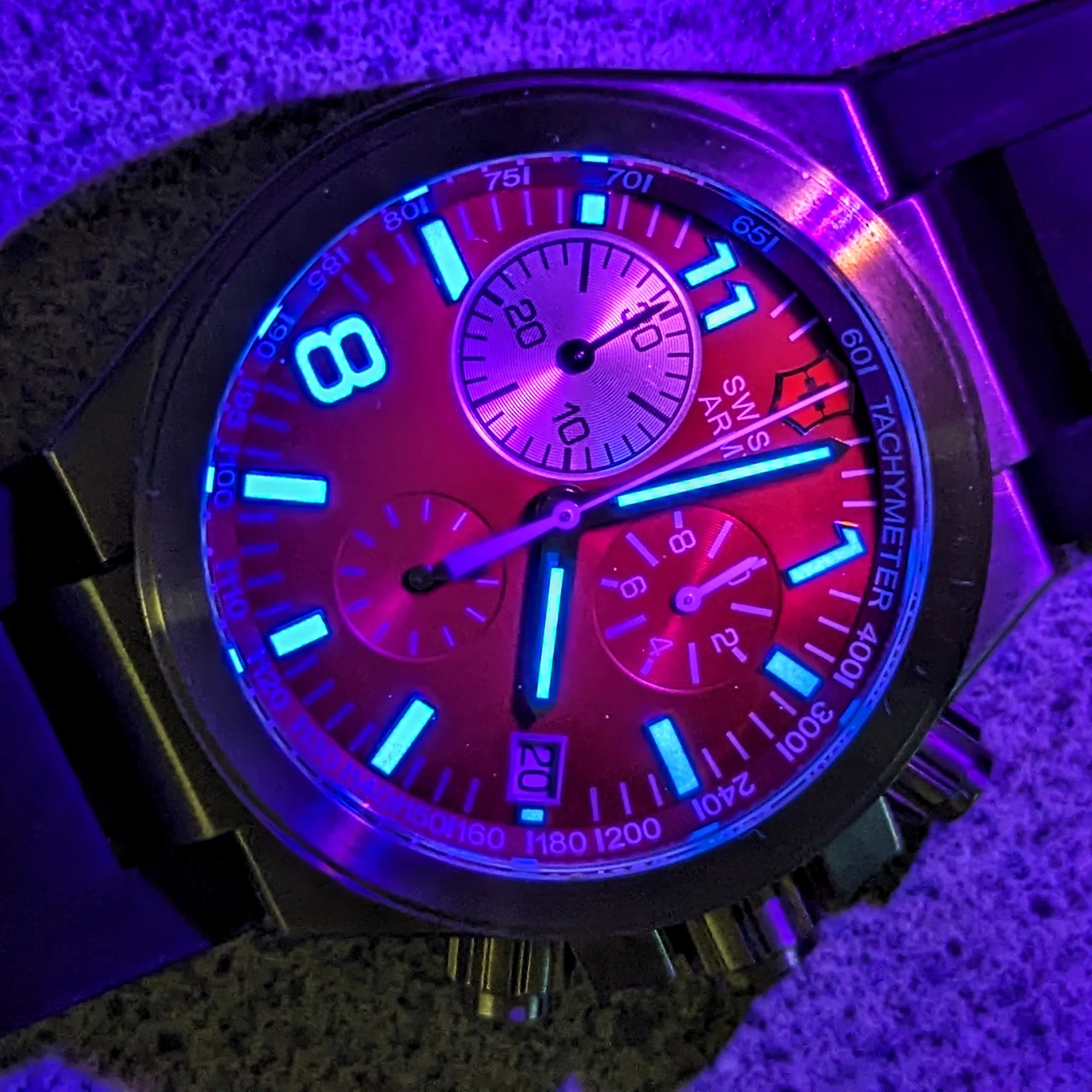 VICTORINOX Swiss Army Convoy Chronograph Watch Ref. 241159 Red Dial Stainless Steel Wristwatch - Image 8