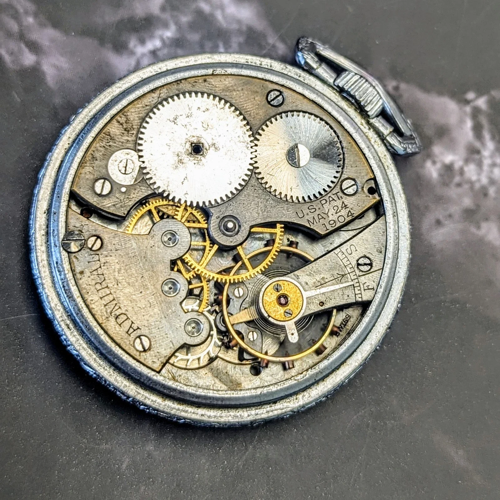 Vintage ADMIRAL Pocket Watch Openface Swiss Made Movement Silver-Tone Engraved Case - Image 11