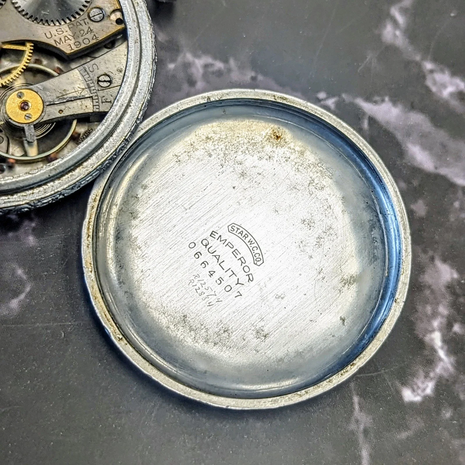Vintage ADMIRAL Pocket Watch Openface Swiss Made Movement Silver-Tone Engraved Case - Image 12