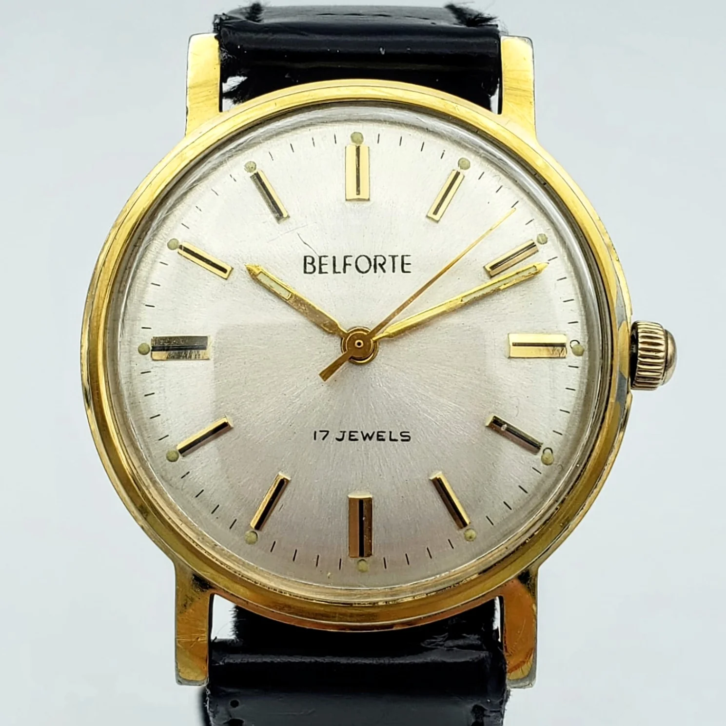 Vintage BELFORTE Wristwatch Luminous Indices and Hands Sunburst Dial 17 Jewels Watch - Image 2
