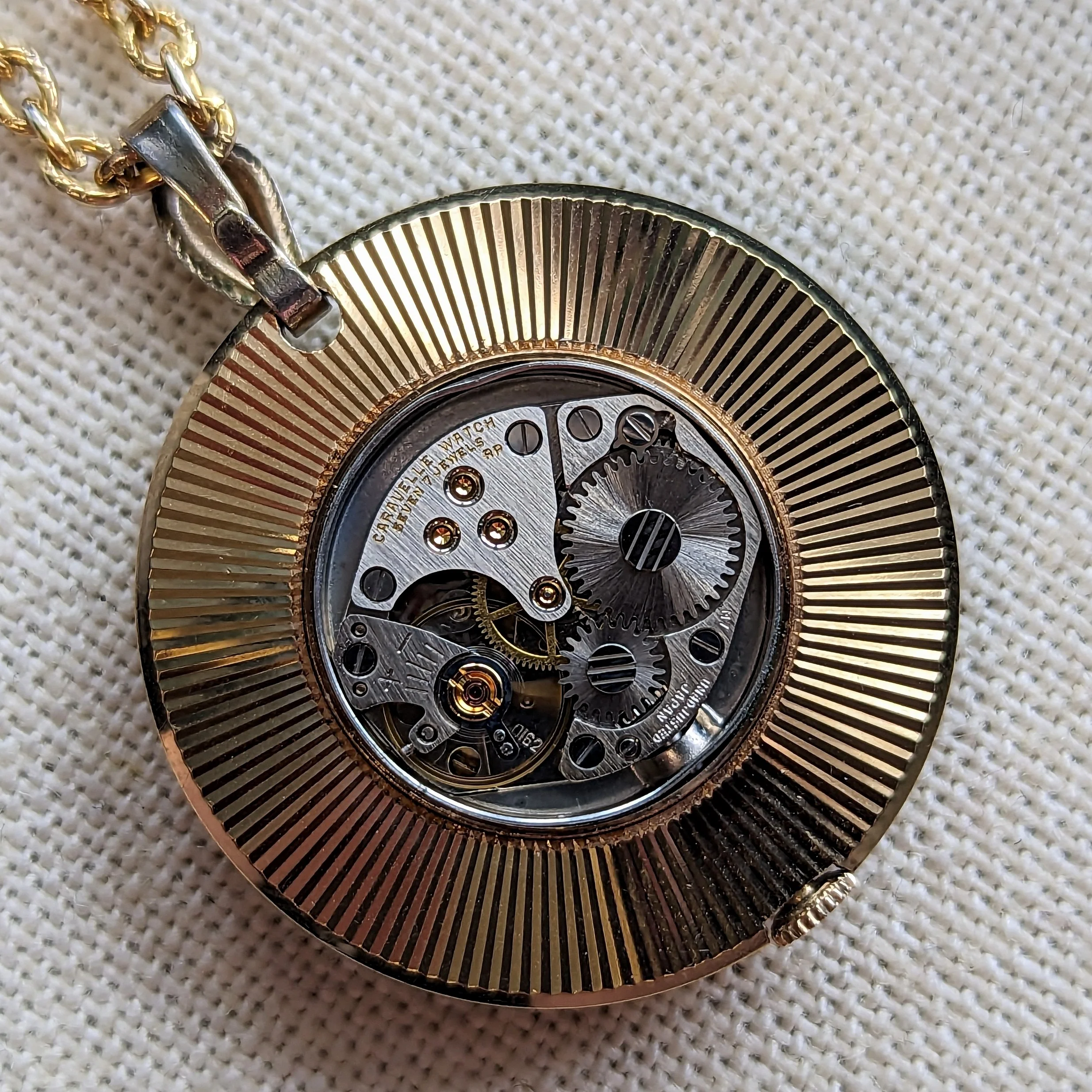 1967 CARAVELLE by Bulova Ladies Pendant 7 Jewels Watch with GP Link Chain 24" - Image 12