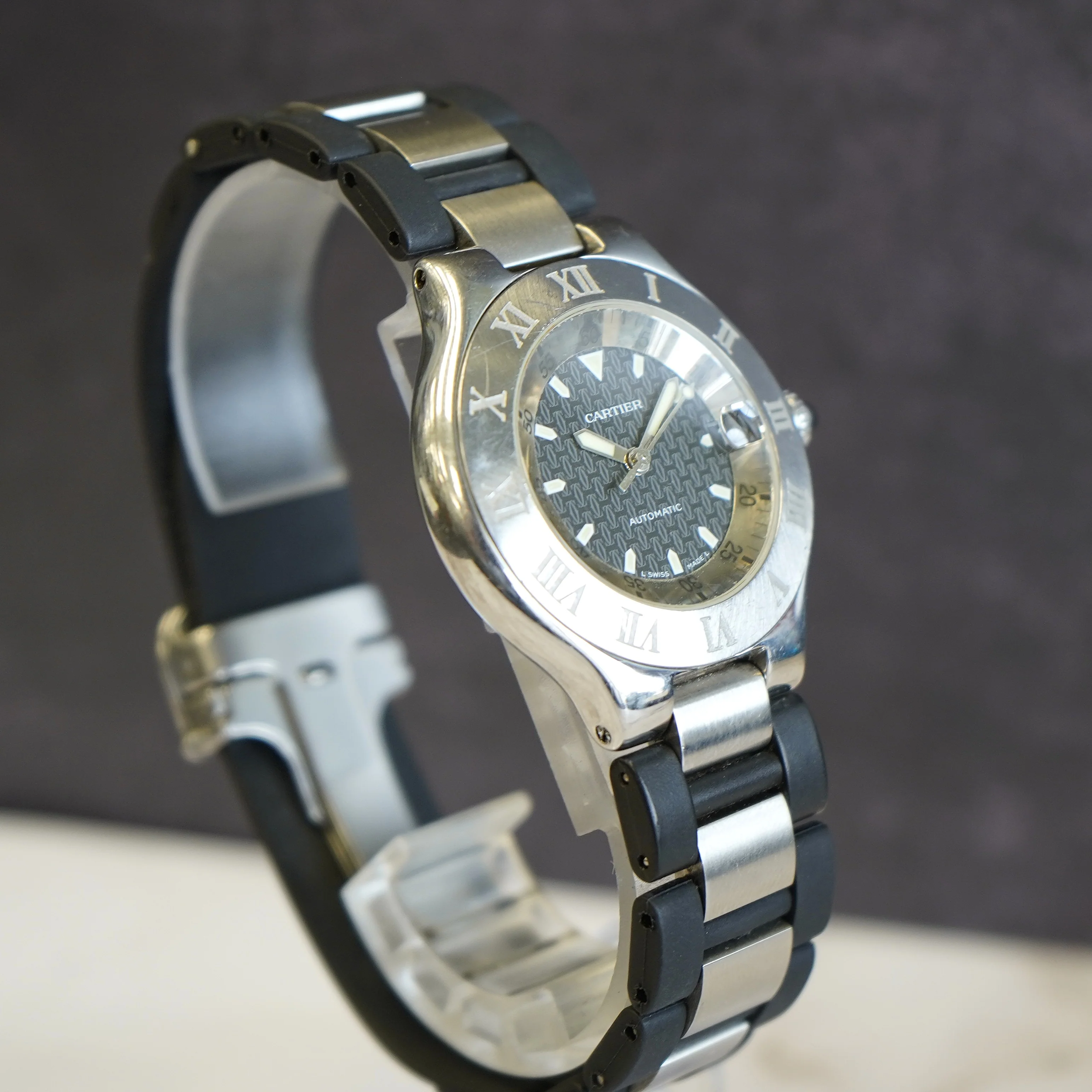 Vintage Cartier 21 Autoscaph Automatic Watch 2427 Date 37mm S.S. Wristwatch - Image 3