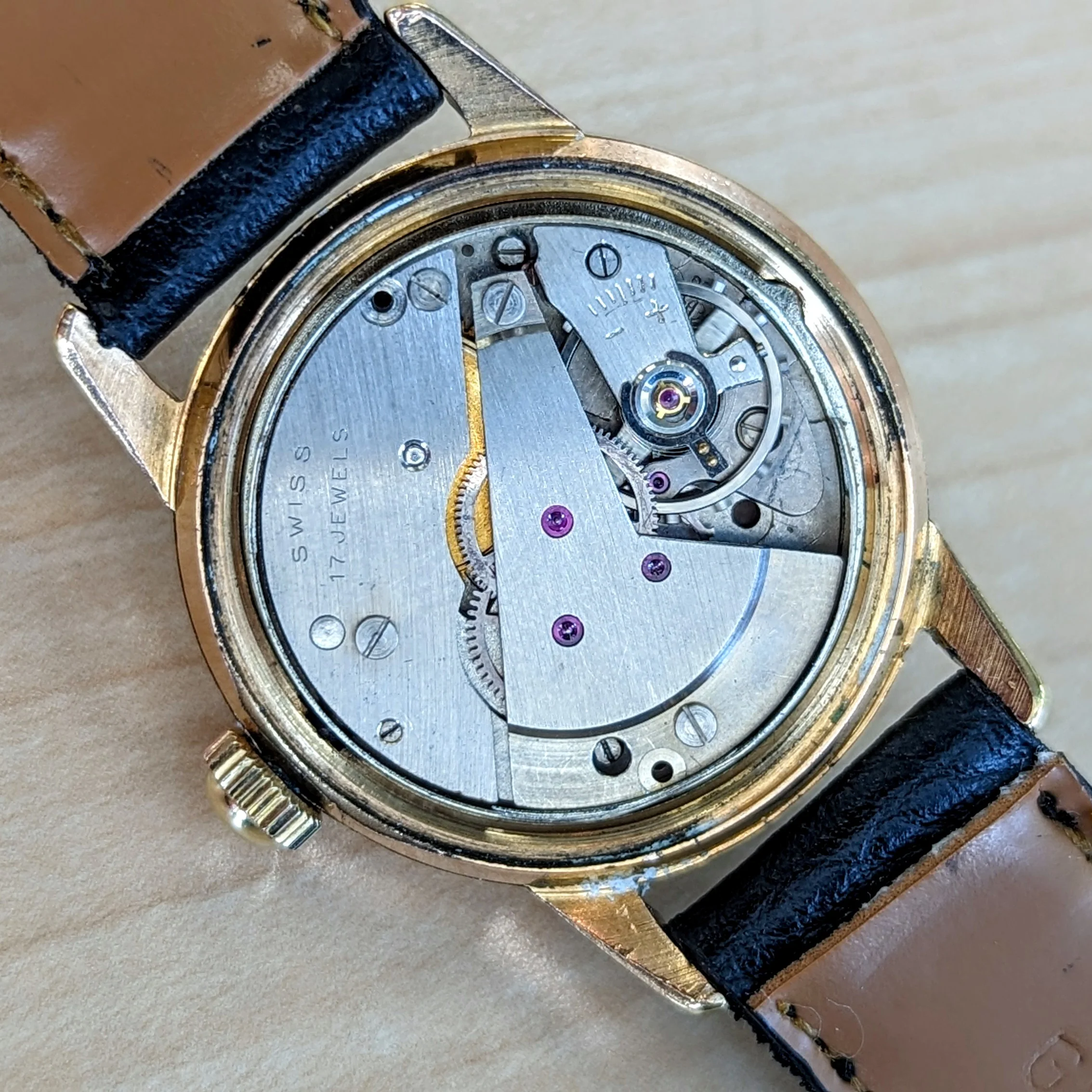 Vintage EAGLE WINGS Shockprotecter Watch 17 Jewels Cal. FE 8020 Rose Gold Tone Swiss Wristwatch - Image 10