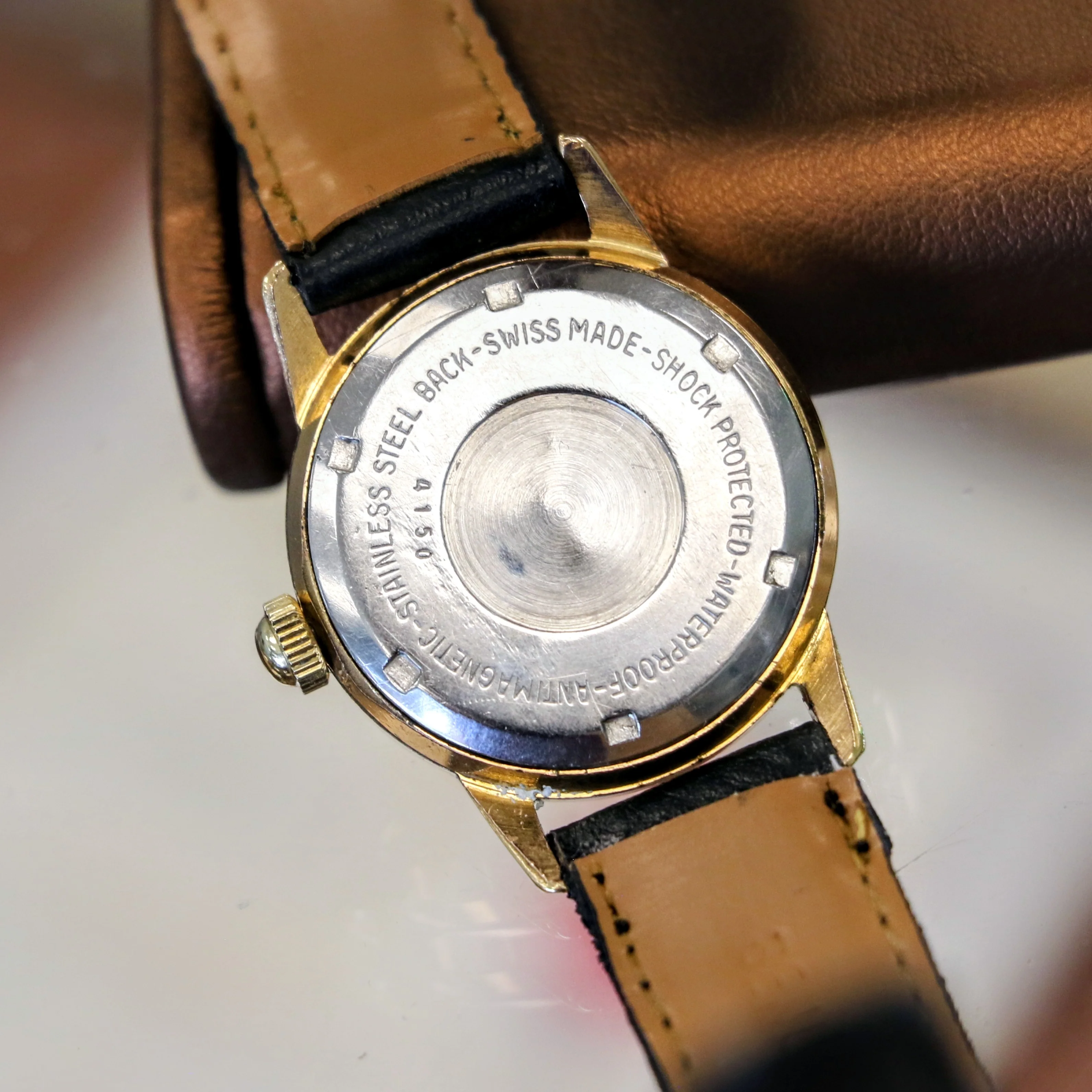 Vintage EAGLE WINGS Shockprotecter Watch 17 Jewels Cal. FE 8020 Rose Gold Tone Swiss Wristwatch - Image 9