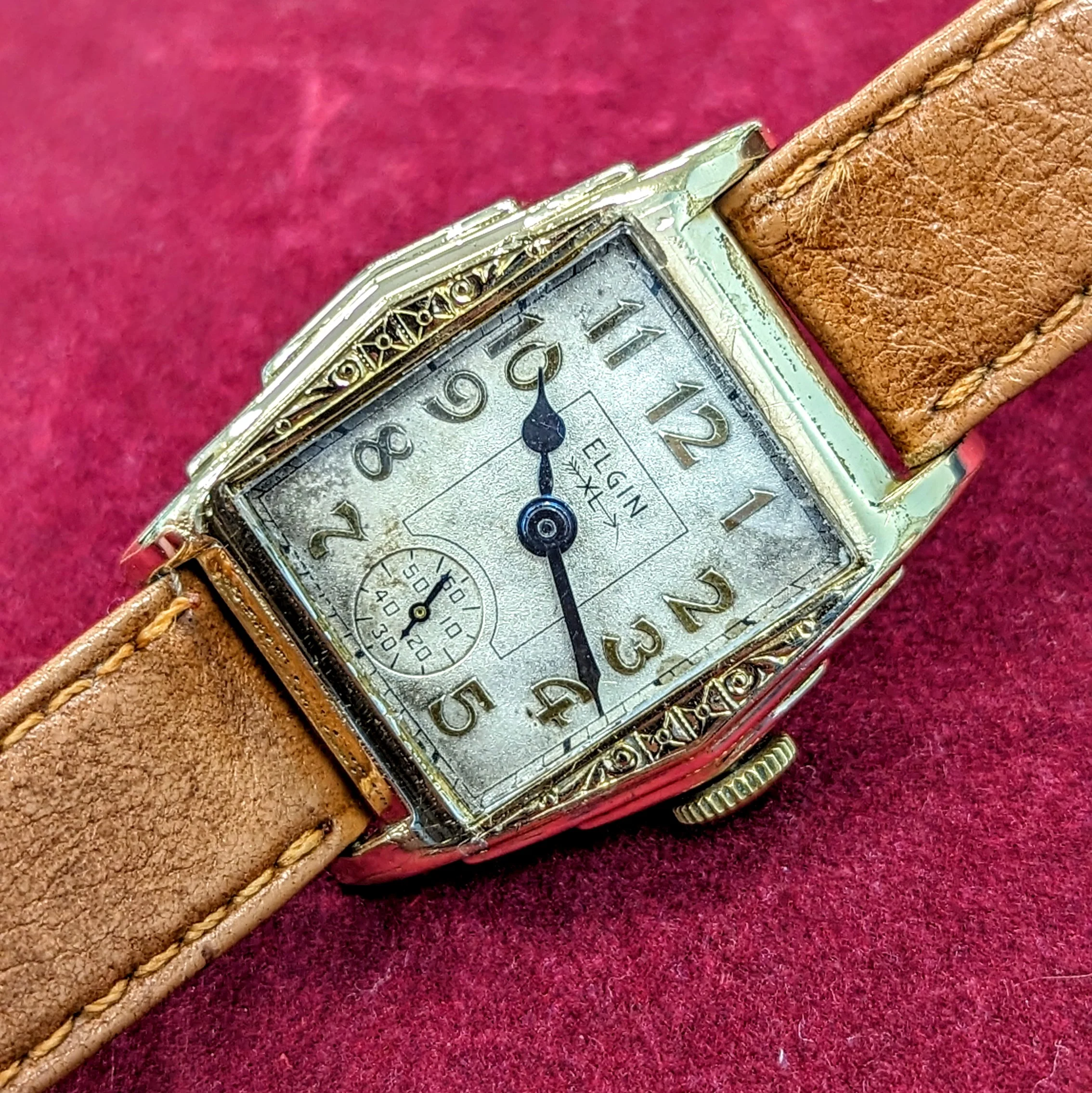 1933 ELGIN Art Deco Engraved Case Wristwatch 17 Jewels Grade 487 Vintage U.S.A Watch - Image 11
