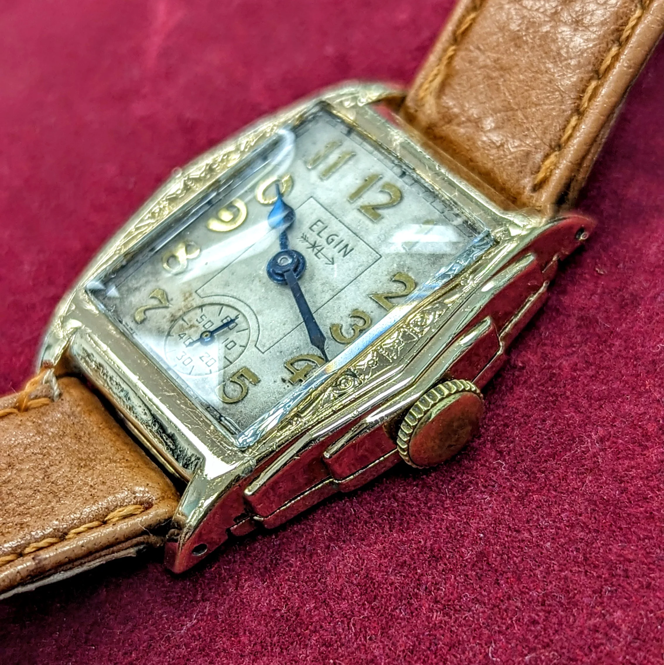 1933 ELGIN Art Deco Engraved Case Wristwatch 17 Jewels Grade 487 Vintage U.S.A Watch - Image 12