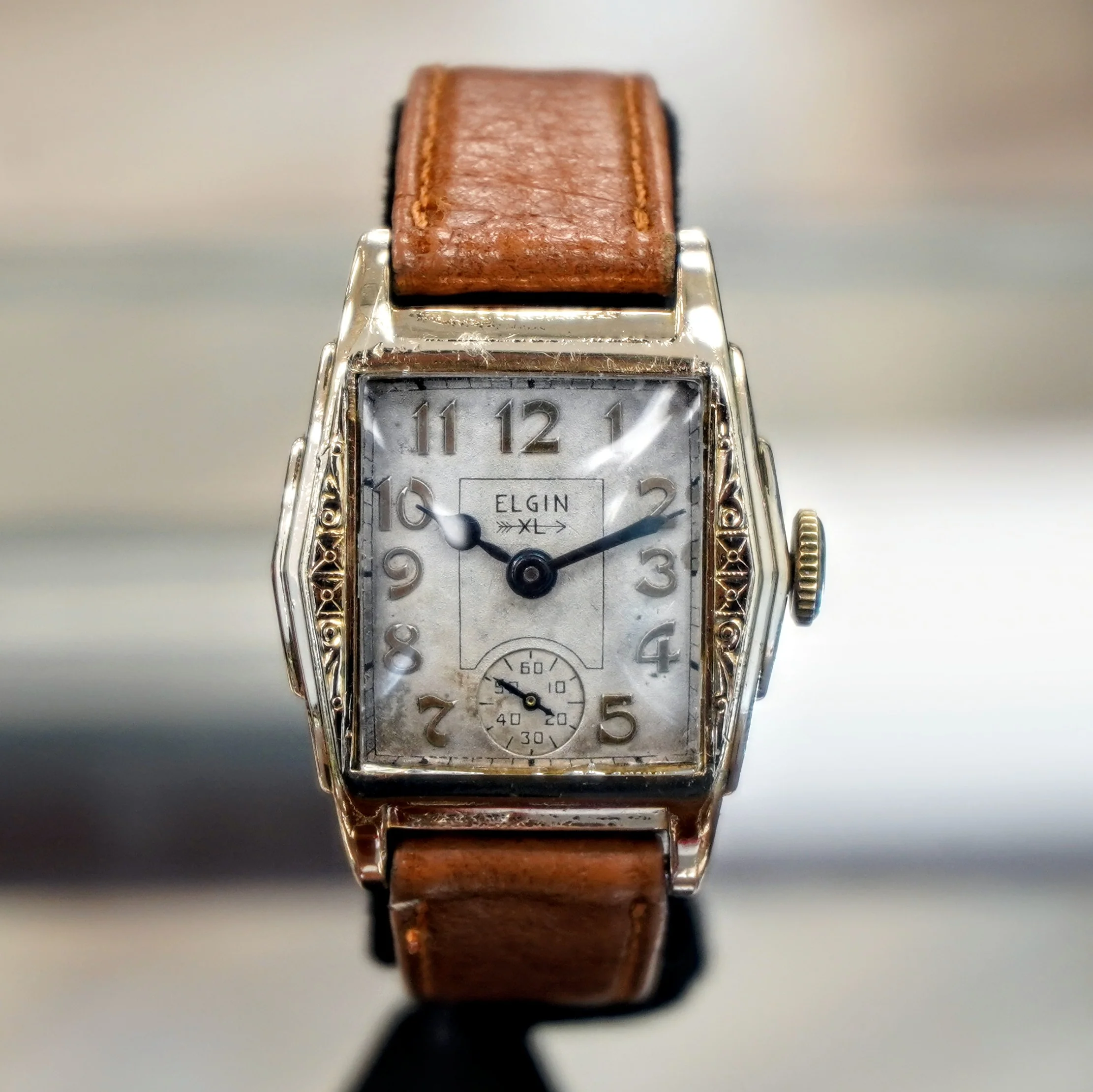 1933 ELGIN Art Deco Engraved Case Wristwatch 17 Jewels Grade 487 Vintage U.S.A Watch - Image 2