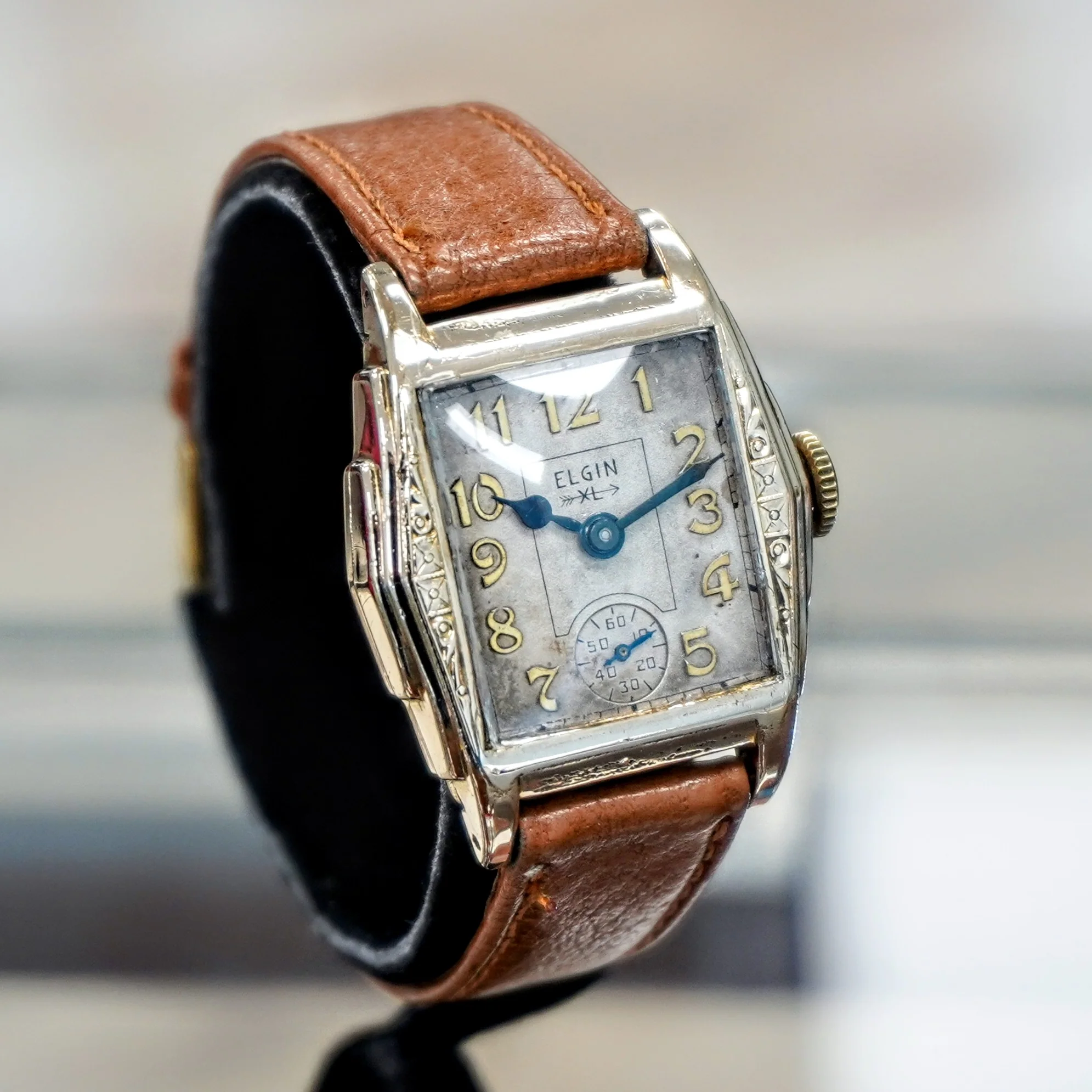 1933 ELGIN Art Deco Engraved Case Wristwatch 17 Jewels Grade 487 Vintage U.S.A Watch - Image 3