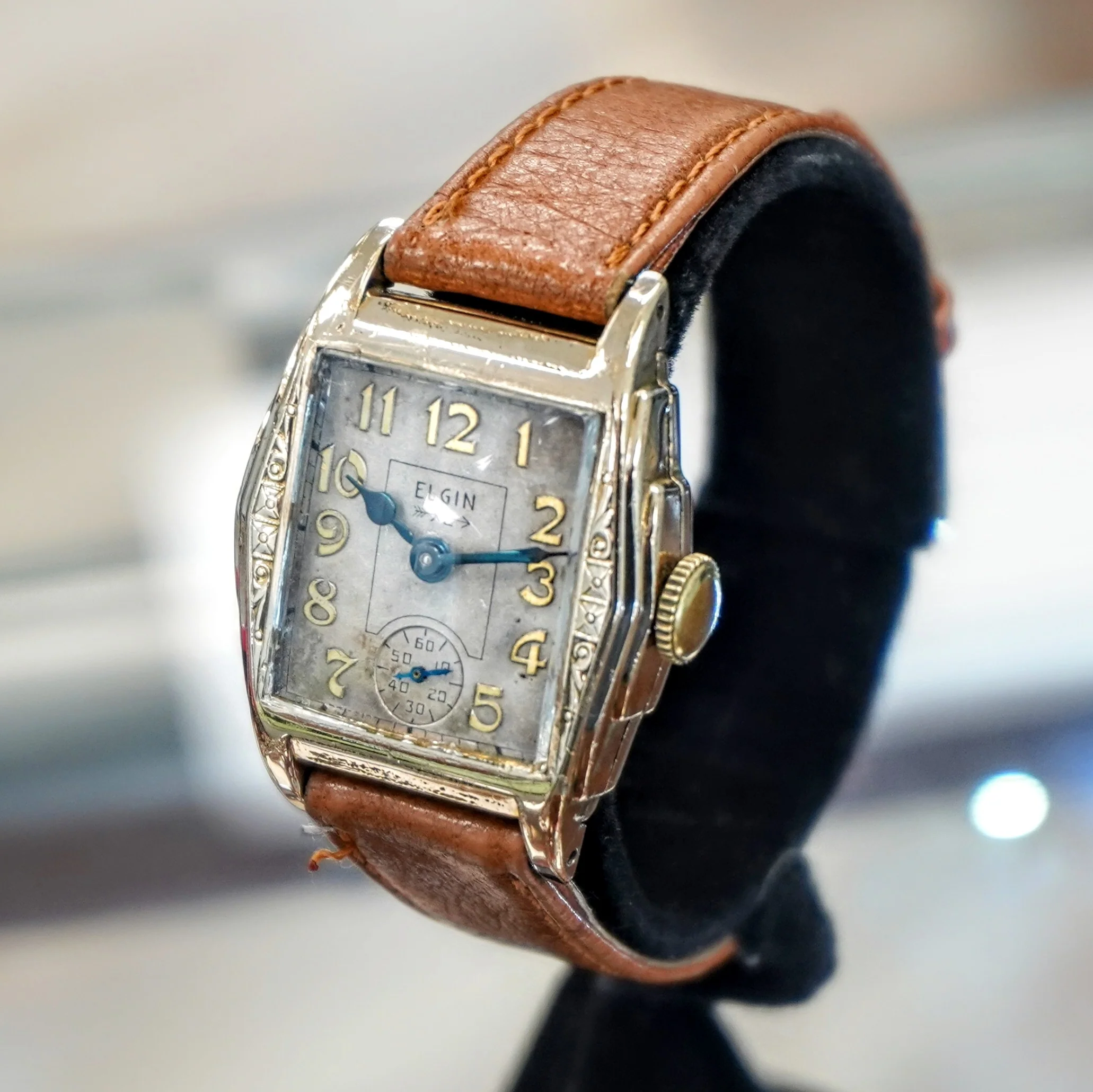 1933 ELGIN Art Deco Engraved Case Wristwatch 17 Jewels Grade 487 Vintage U.S.A Watch - Image 5
