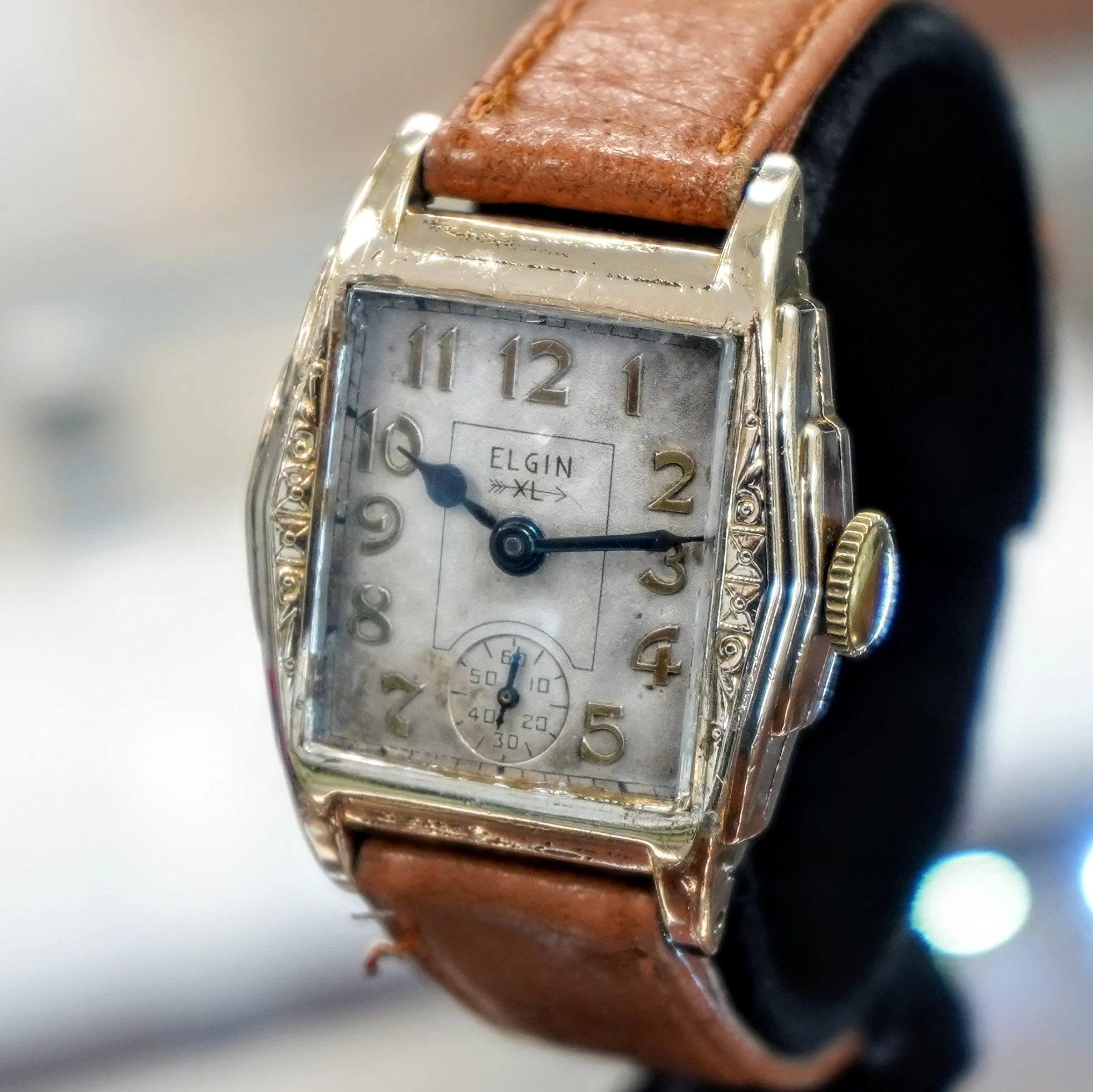 1933 ELGIN Art Deco Engraved Case Wristwatch 17 Jewels Grade 487 Vintage U.S.A Watch - Image 6