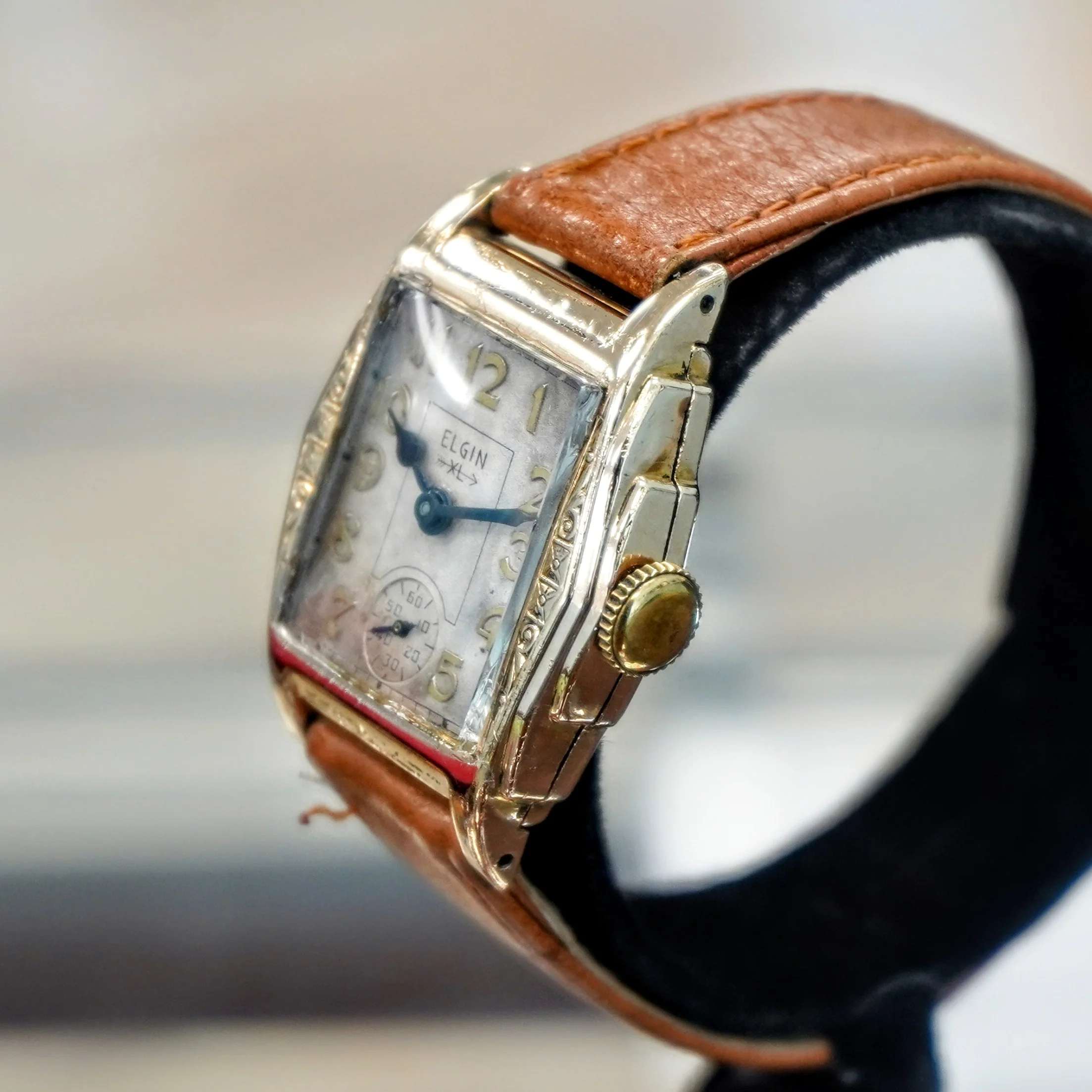 1933 ELGIN Art Deco Engraved Case Wristwatch 17 Jewels Grade 487 Vintage U.S.A Watch - Image 7