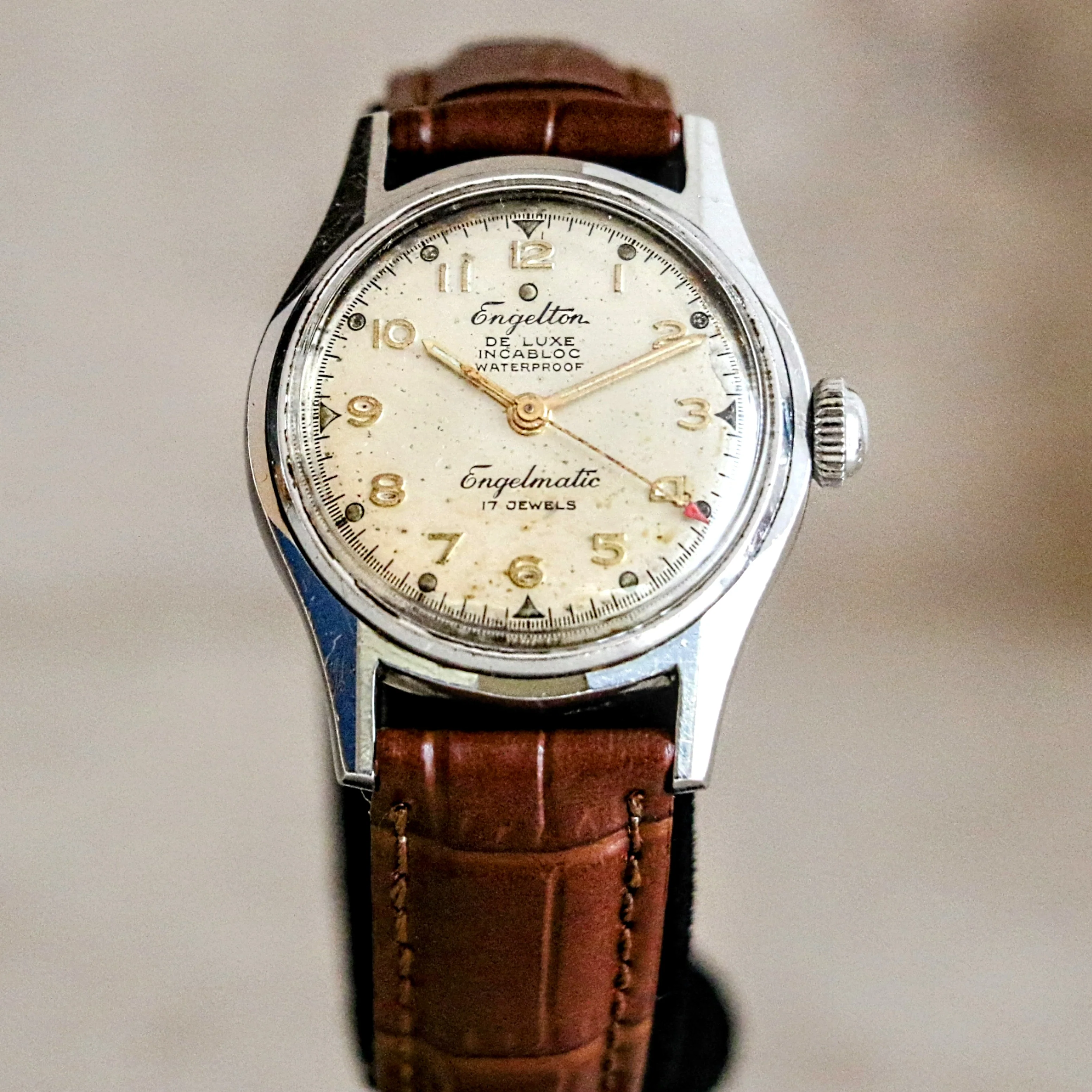 ENGELTON De Luxe Automatic Watch Bidynator FELSA 690 17 Jewels Swiss Wristwatch
