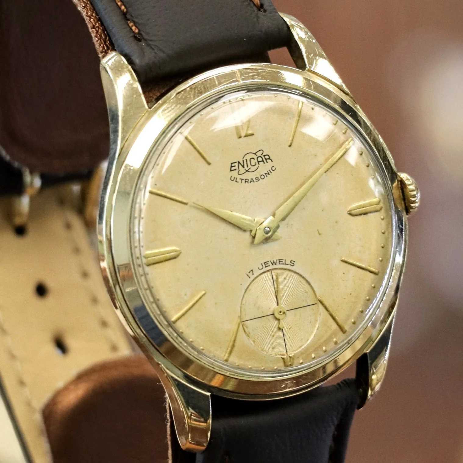 Vintage ENICAR Ultrasonic 17 Jewels Watch Sub-Second Cal. 1292 Swiss Wristwatch - Image 4