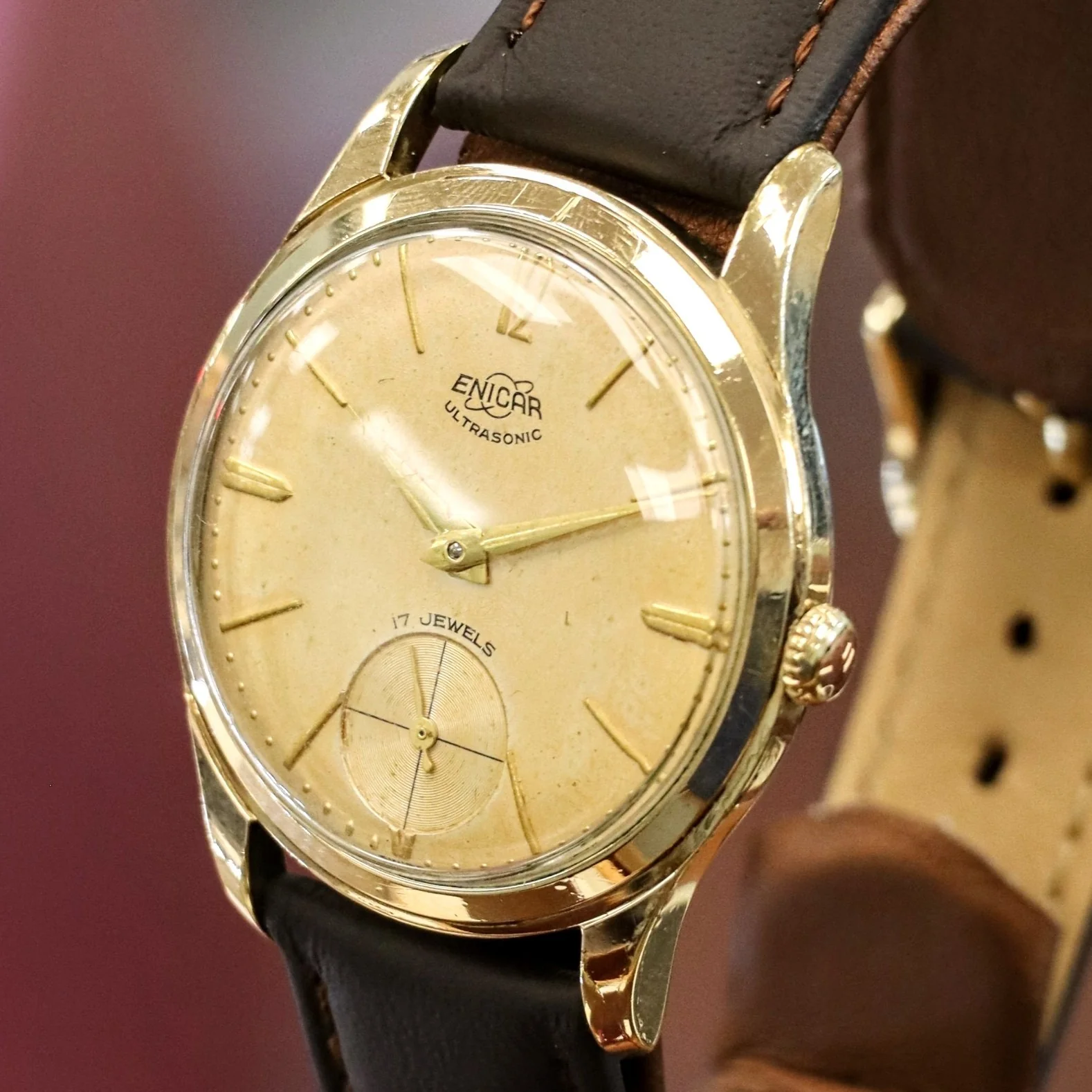 Vintage ENICAR Ultrasonic 17 Jewels Watch Sub-Second Cal. 1292 Swiss Wristwatch - Image 6