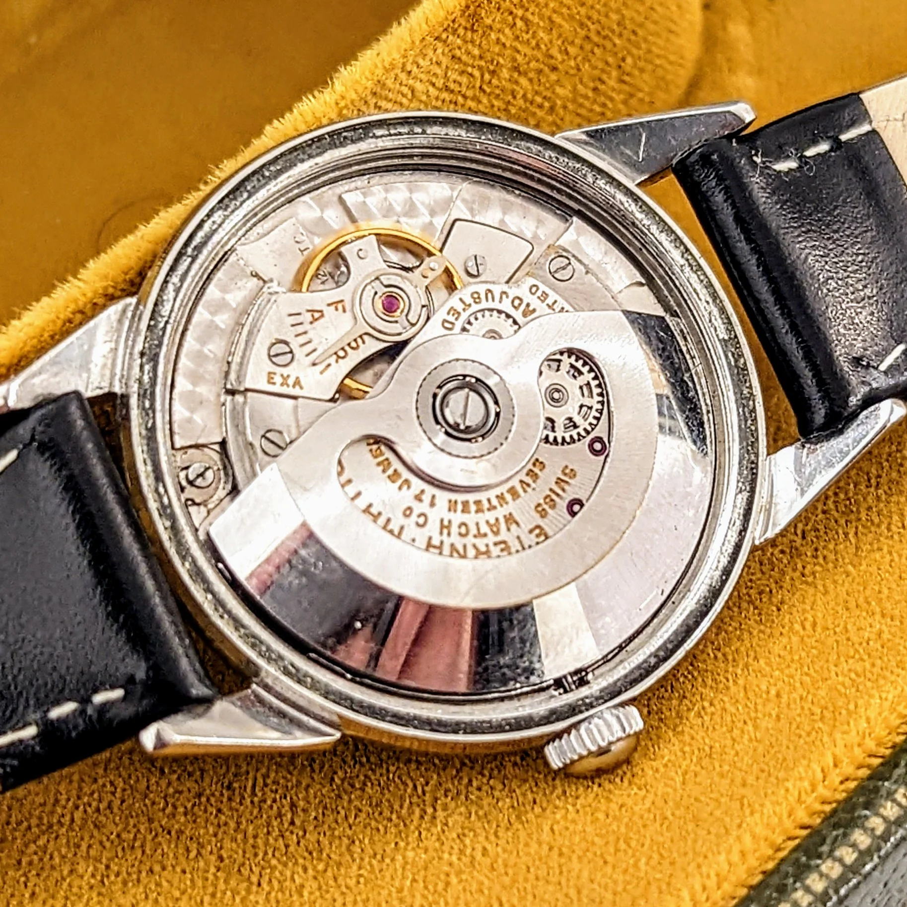1950s ETERNA-MATIC Watch Vintage Automatic Wristwatch Fancy Lugs! - Box + Papers! - Image 10