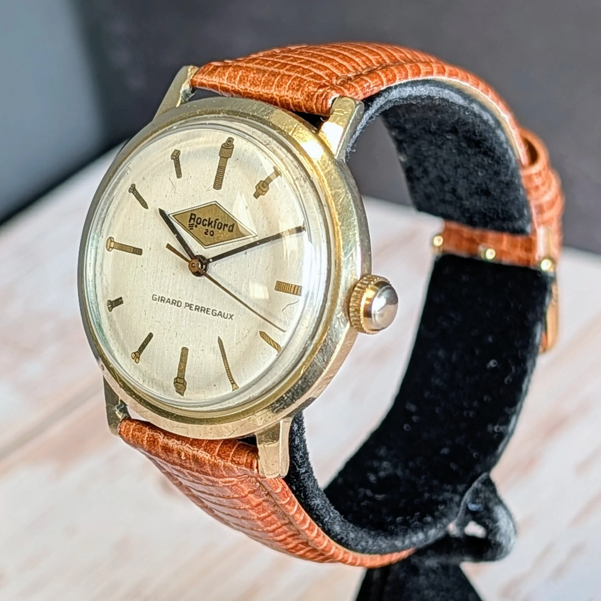 Vintage Girard Perregaux Watch "Rockford Screw Products" Dial 35mm 10K GF - Image 3