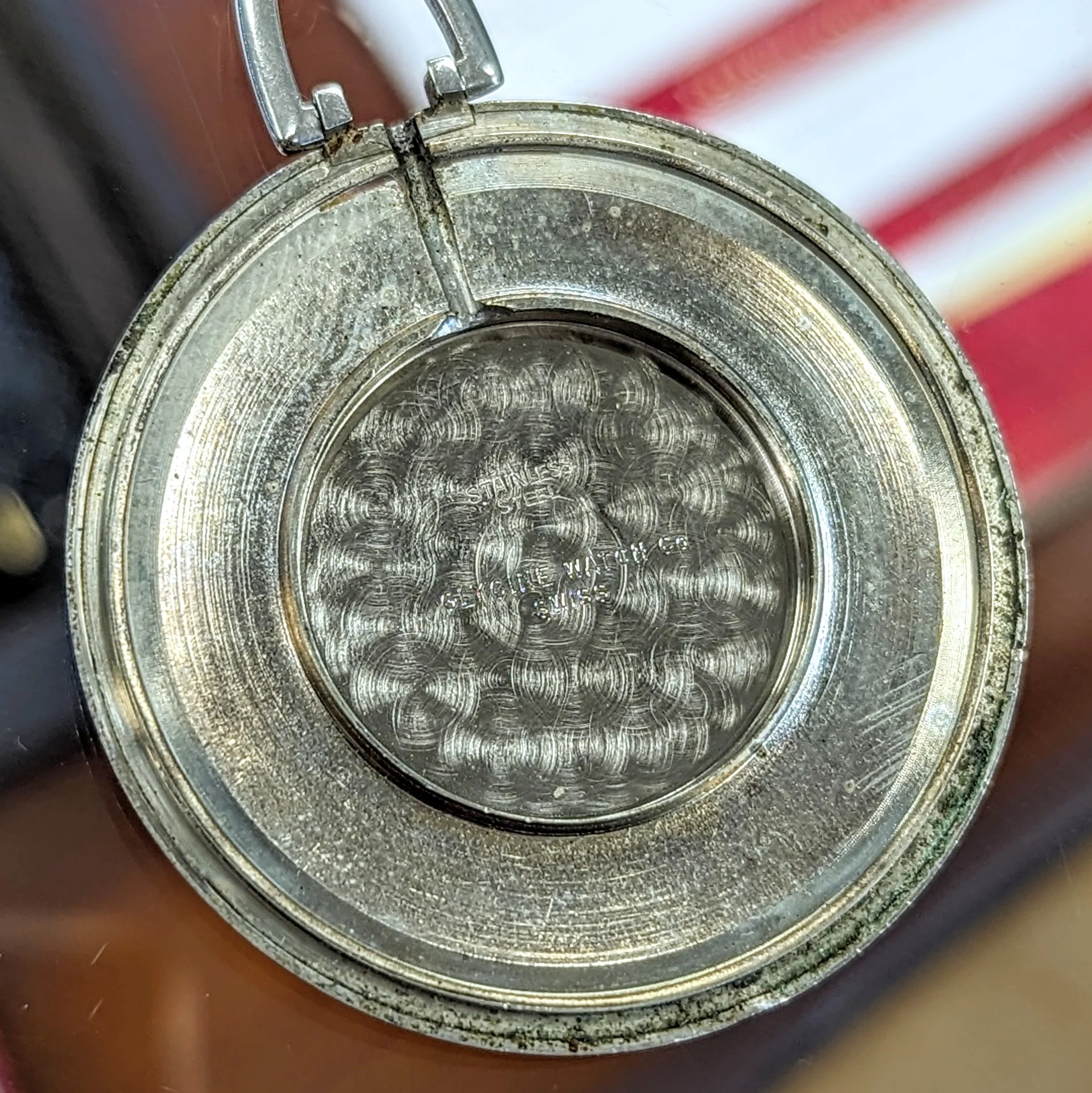 1950's GLYCINE Pocket Watch 17 Jewels Cal. AV 423 Swiss Made - ULTRA Thin w/PW Chain - Image 15