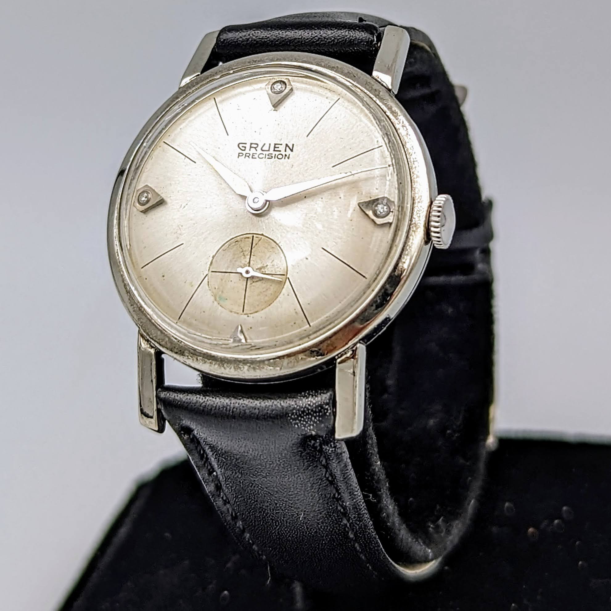 Vintage GRUEN Precision Diamond Dial Watch Cal. 510 Wristwatch in Display Box! - Image 3