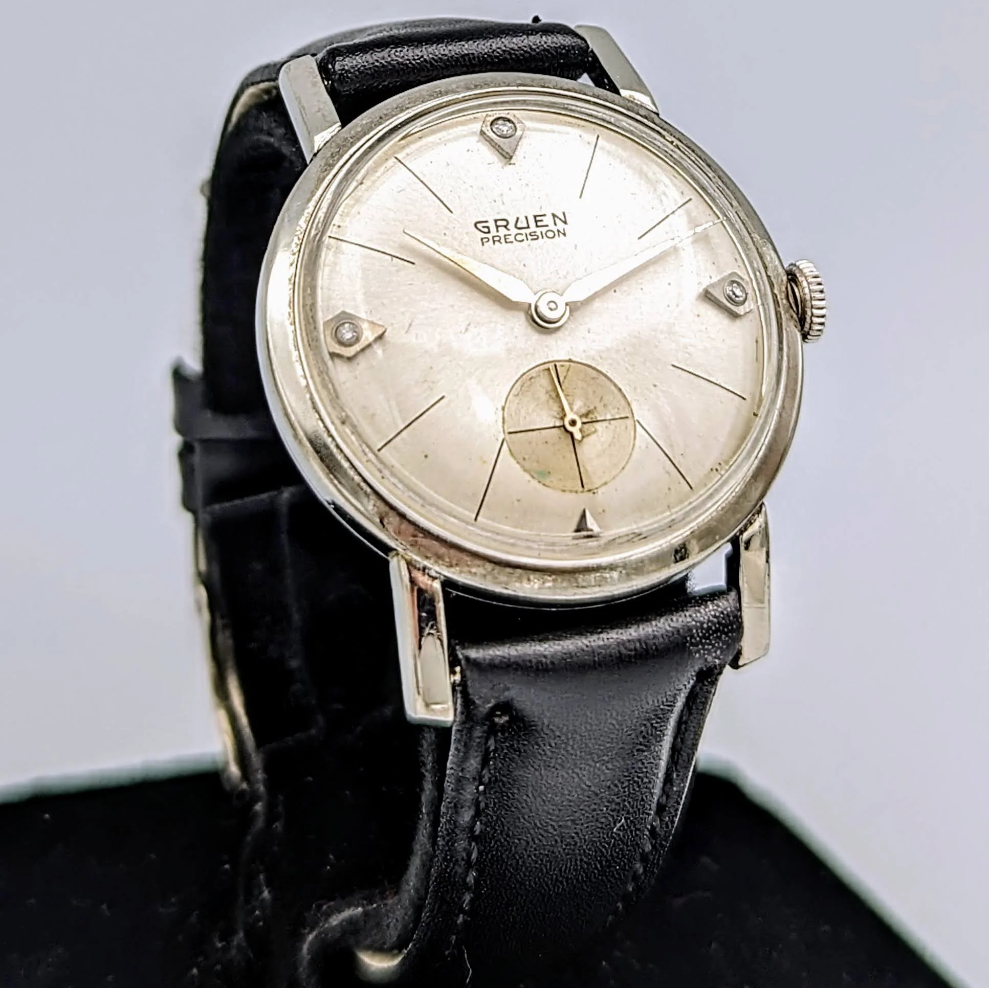Vintage GRUEN Precision Diamond Dial Watch Cal. 510 Wristwatch in Display Box! - Image 4