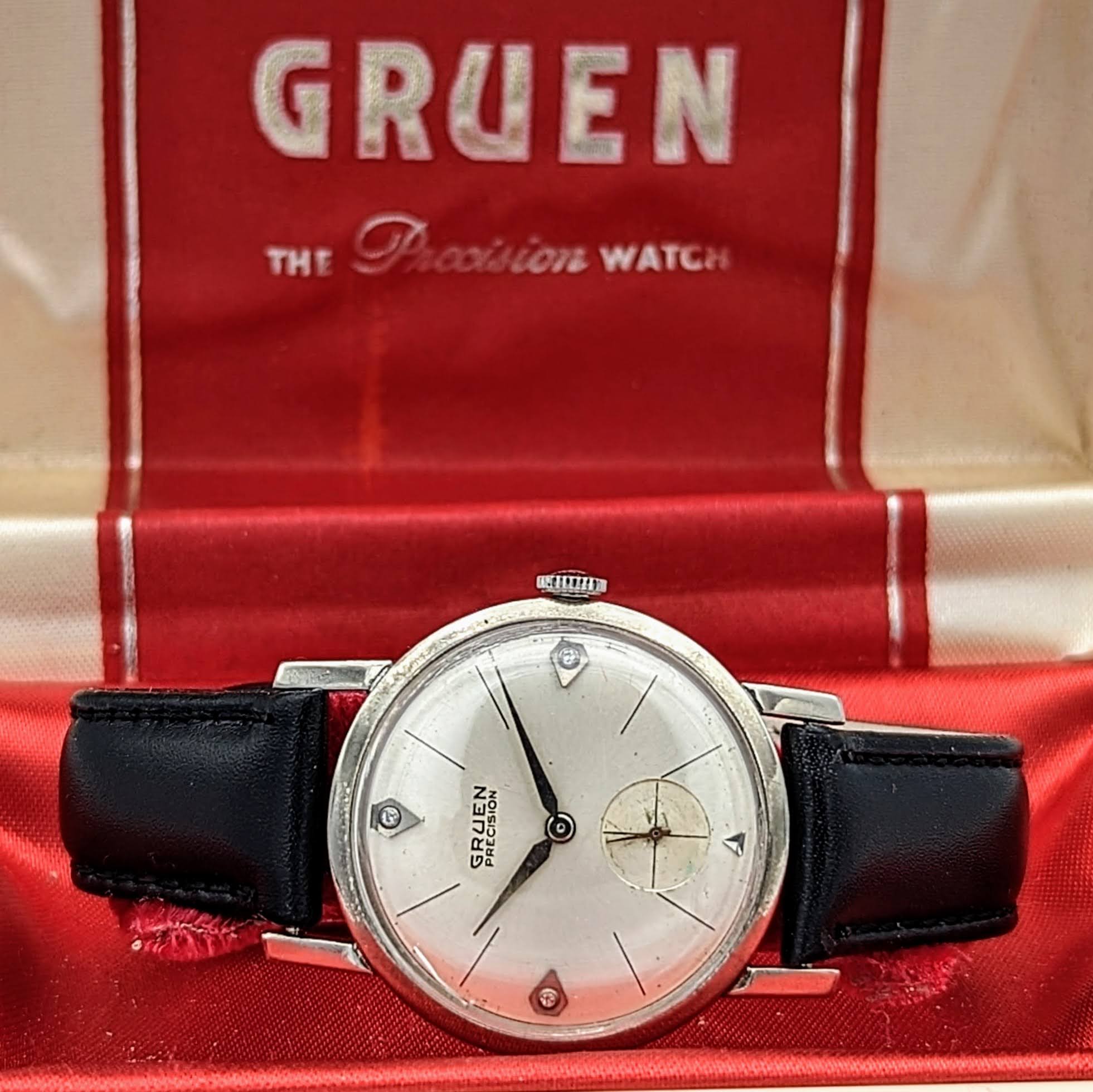 Vintage GRUEN Precision Diamond Dial Watch Cal. 510 Wristwatch in Display Box! - Image 5