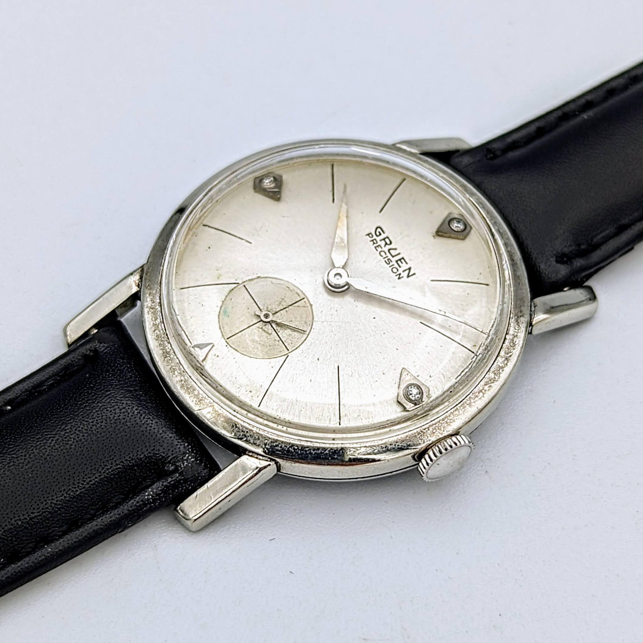 Vintage GRUEN Precision Diamond Dial Watch Cal. 510 Wristwatch in Display Box! - Image 9