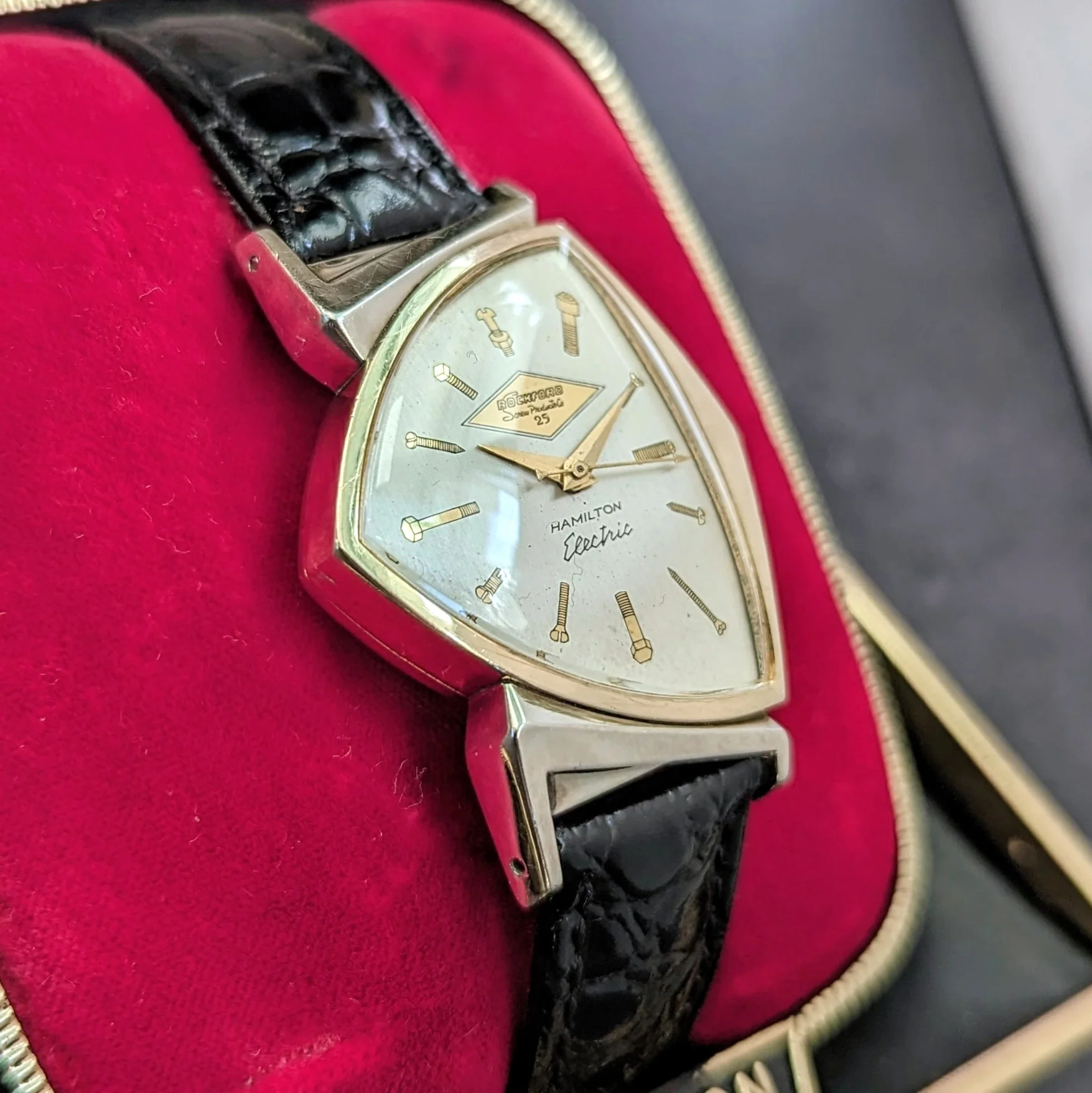 Vintage Hamilton Electric Pacer "Rockford Screw Products 25" Dial & 10K Gold Filled - In Original Box - Image 8