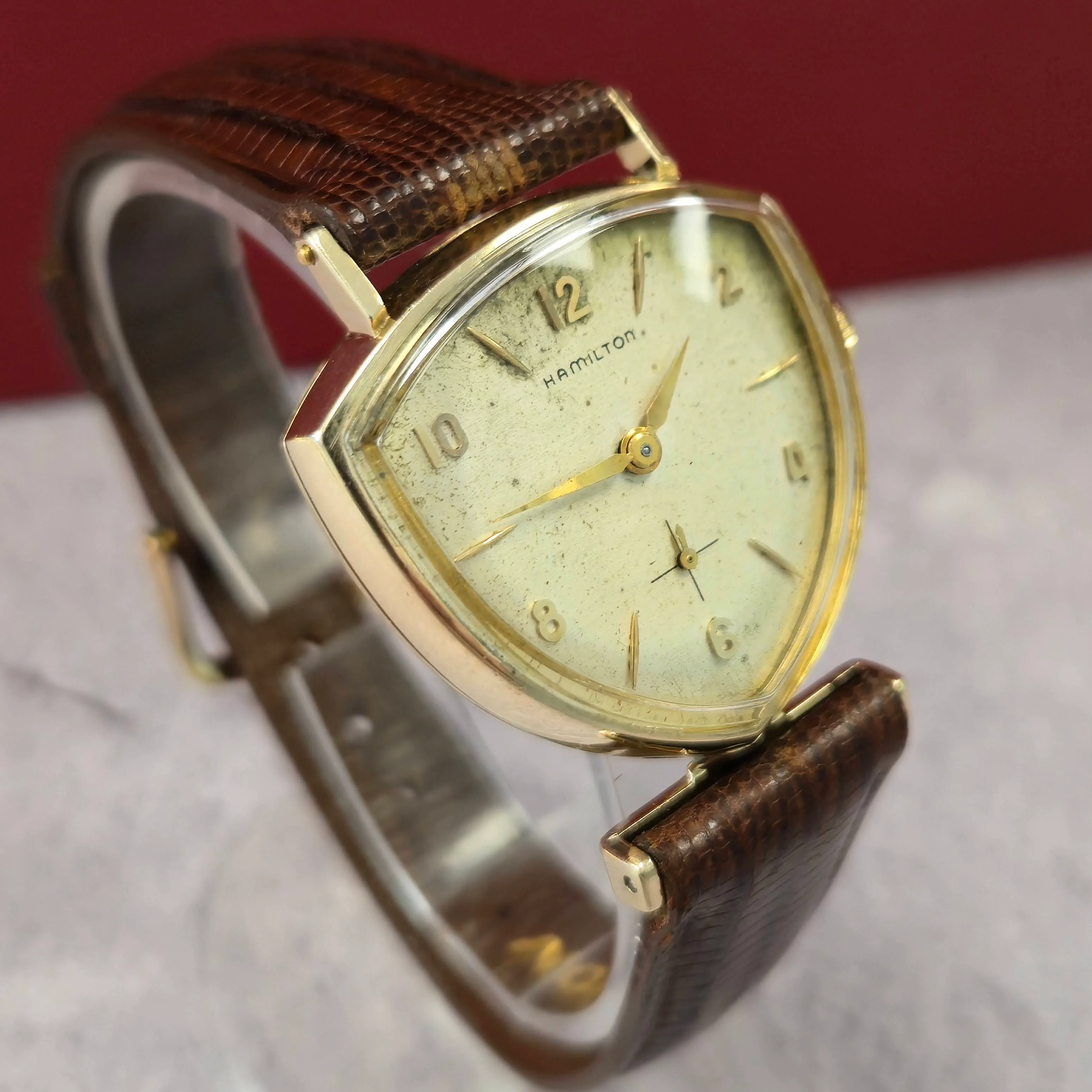 Vintage Hamilton Thor Asymmetric Watch Grade 770 22 Jewels 10K GF USA Wristwatch - Image 3