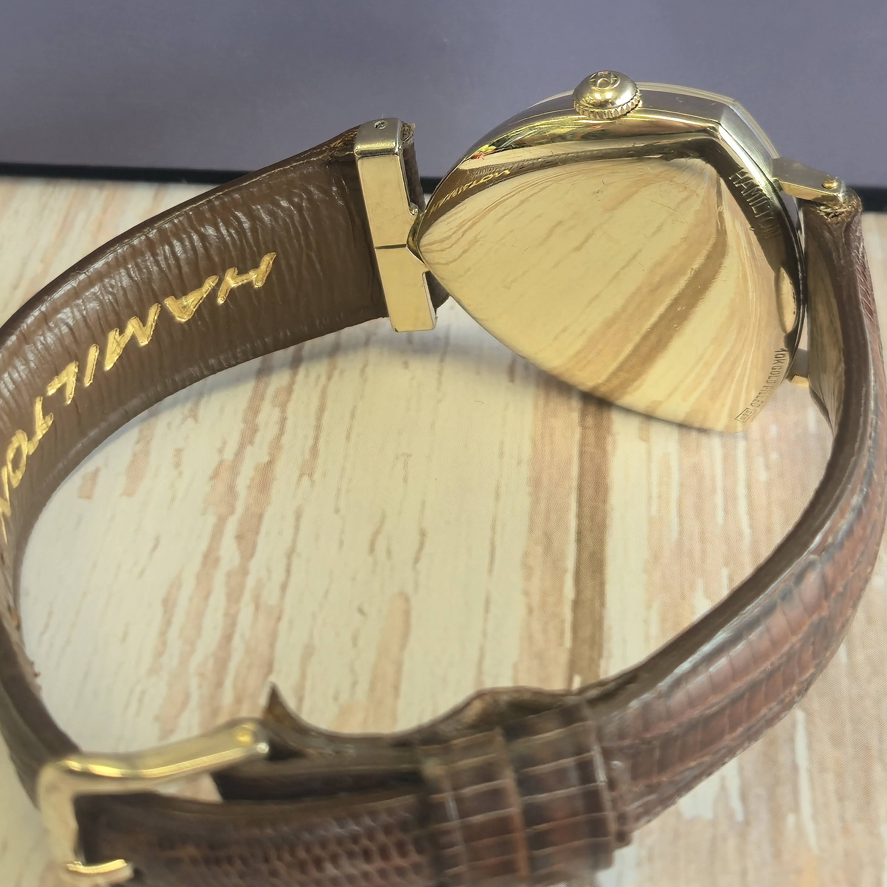 Vintage Hamilton Thor Asymmetric Watch Grade 770 22 Jewels 10K GF USA Wristwatch - Image 9