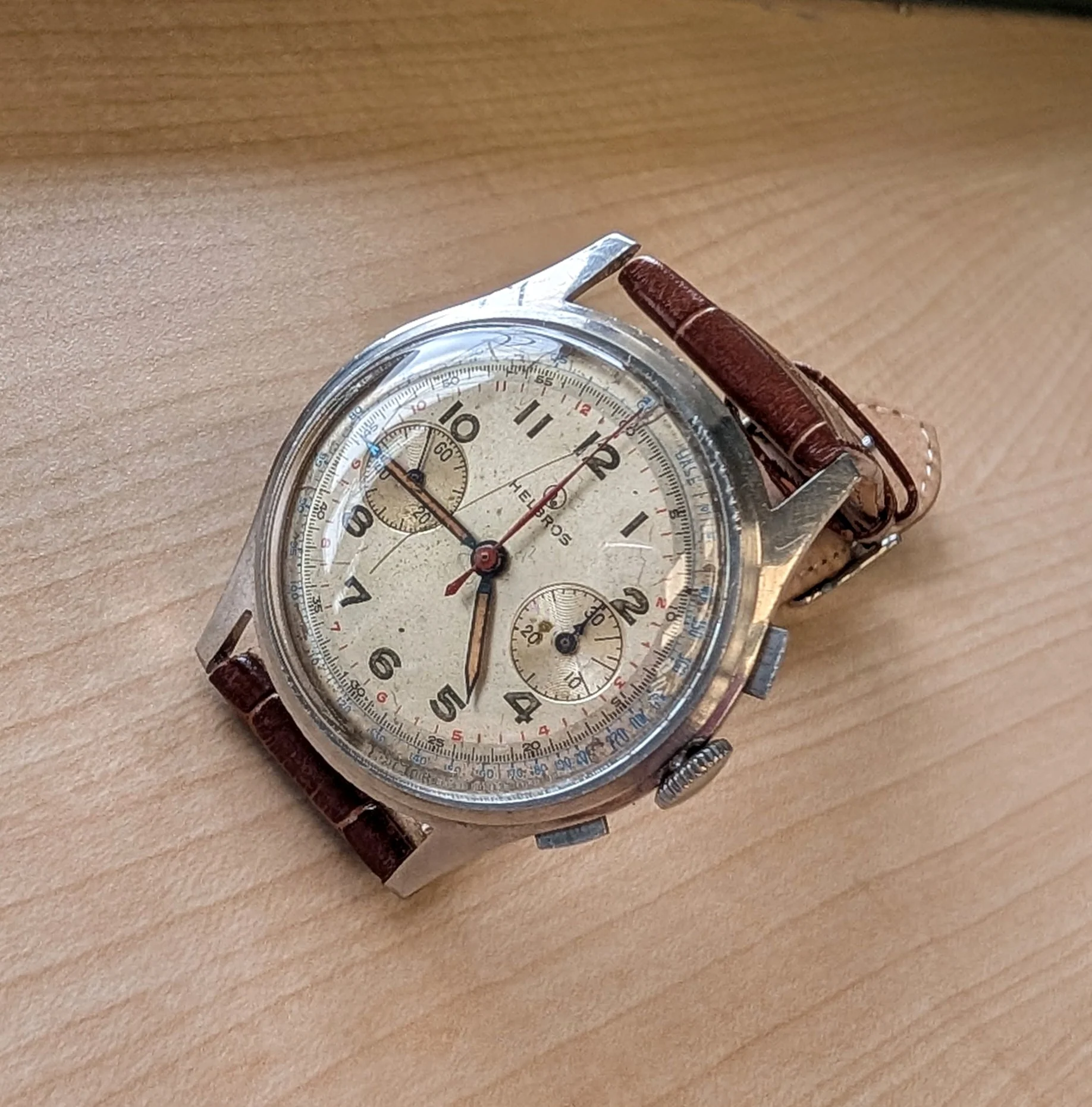 Vintage Helbros Chronograph Watch Venus 175 38mm S.S. Swiss Made Wristwatch - Image 9