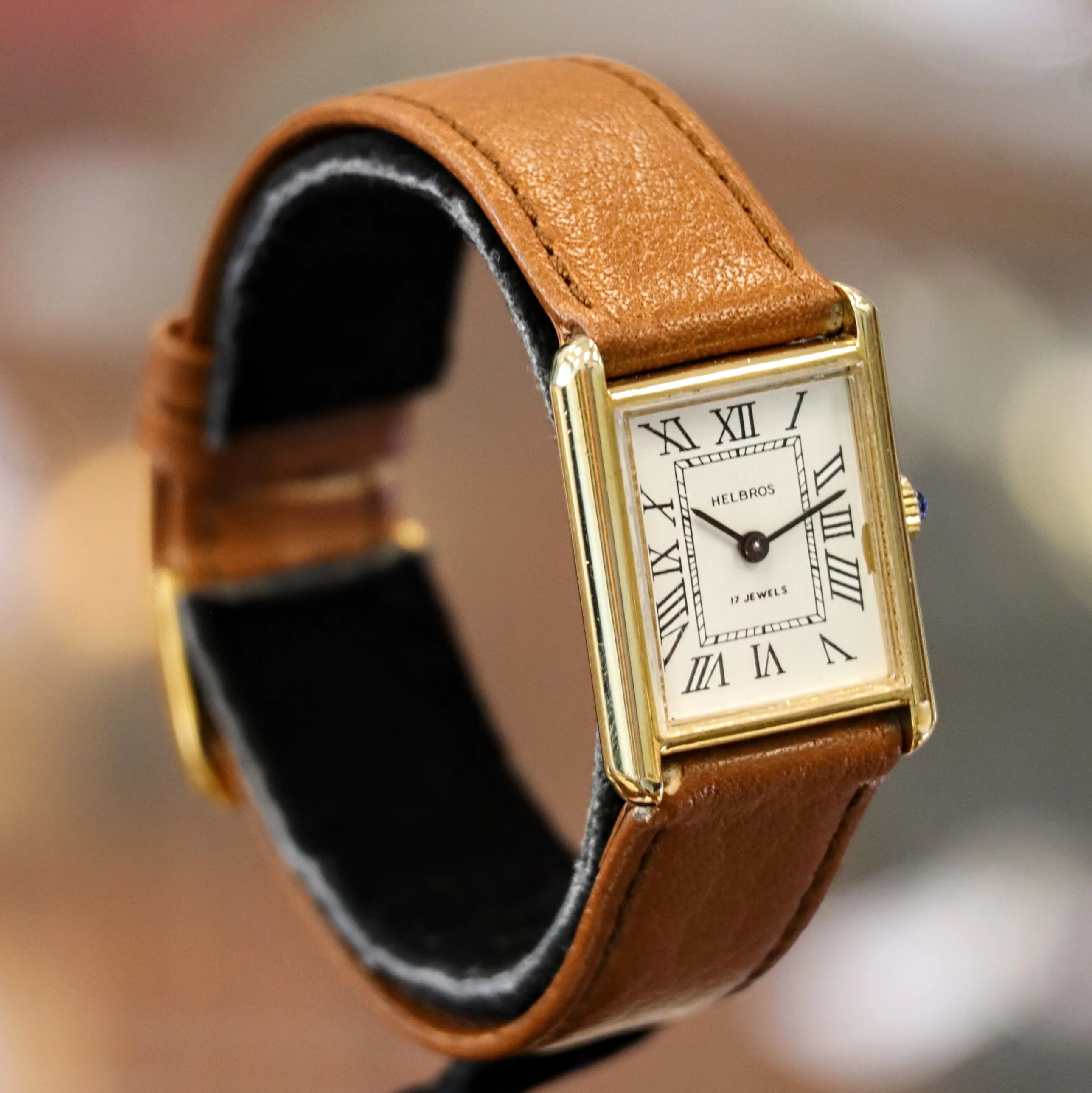 Vintage HELBROS Tank Watch 17 Jewels Mechanical Wristwatch Cal. Helbros 22 - Image 4